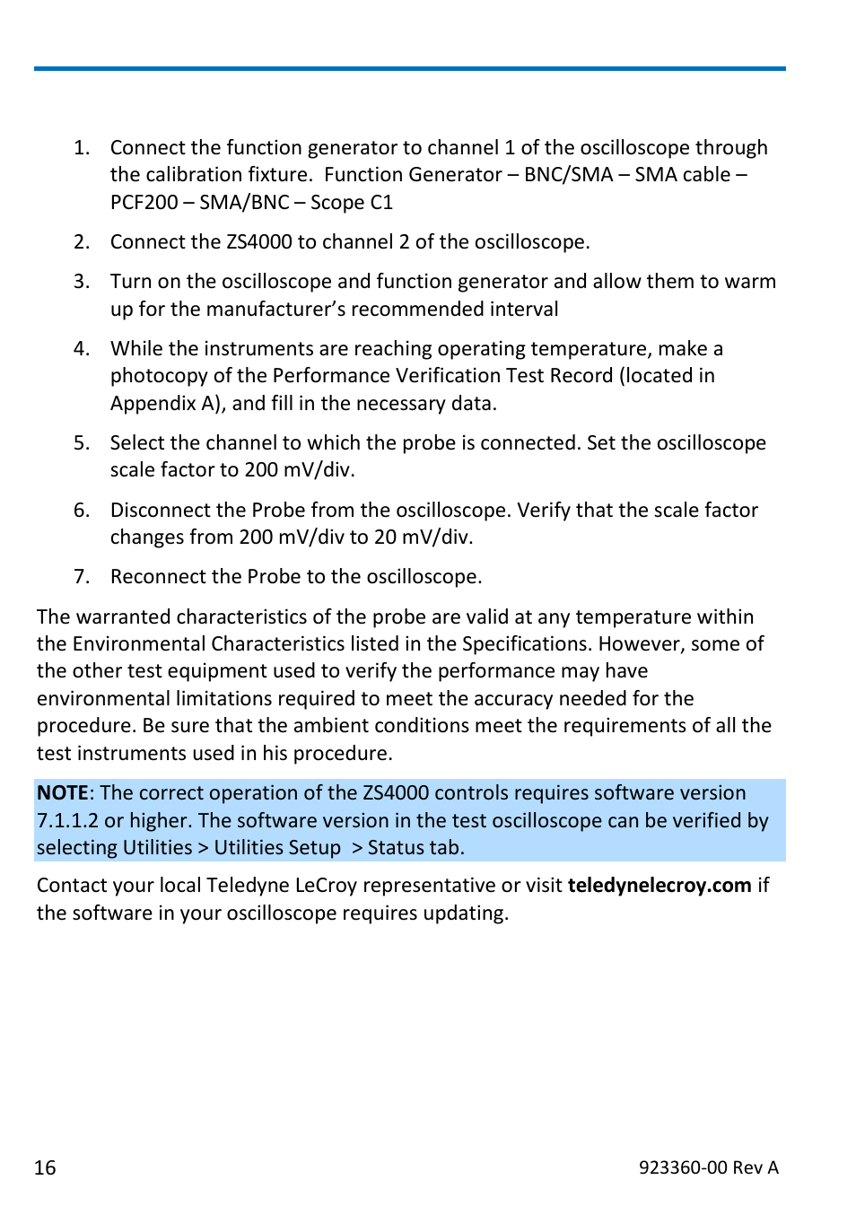 Preliminary procedure | Teledyne LeCroy ZS4000 User Manual | Page 22 / 32