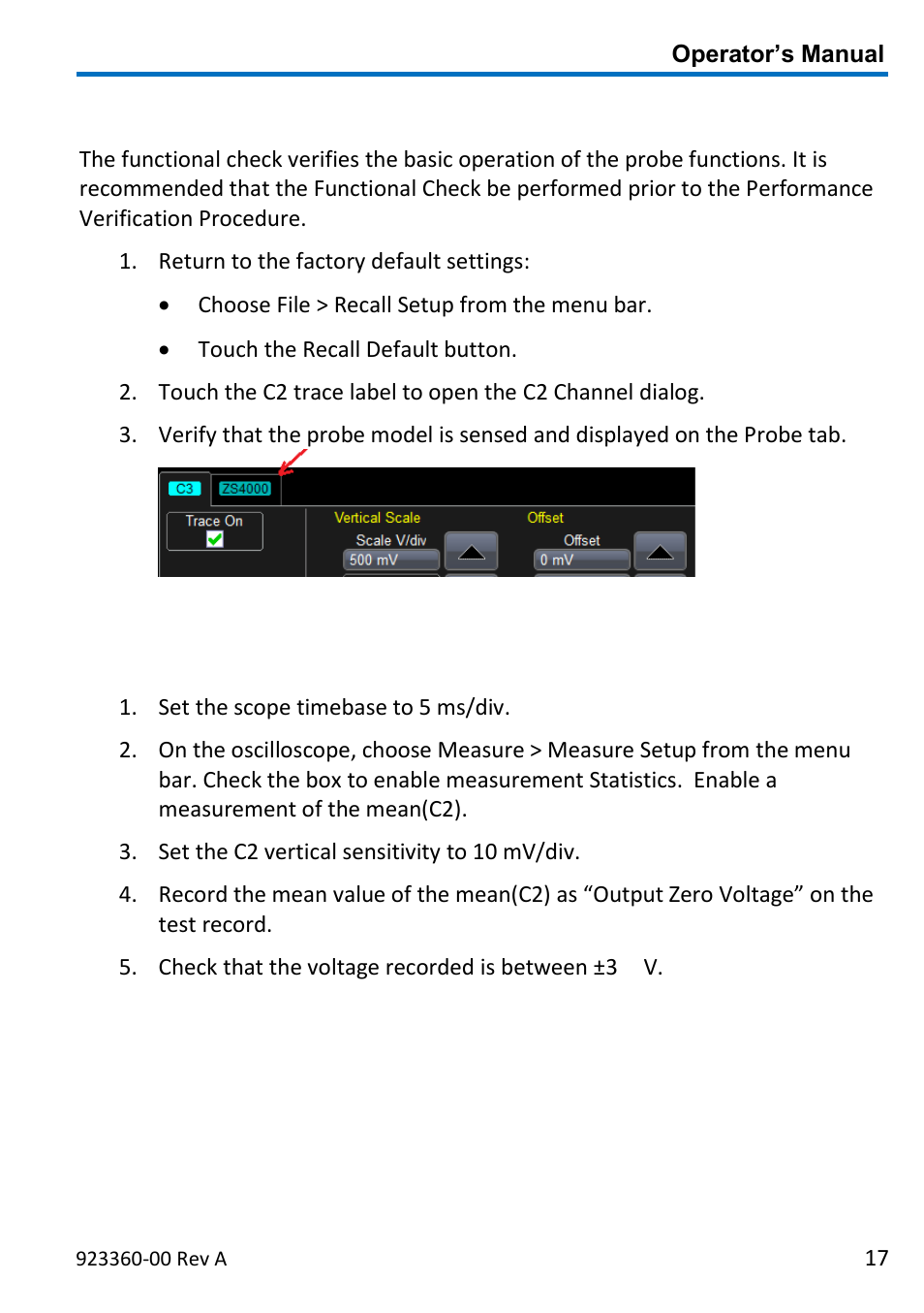 Functional check, Verification procedure | Teledyne LeCroy ZS4000 User Manual | Page 23 / 32