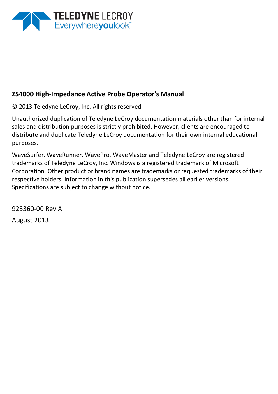 Teledyne LeCroy ZS4000 User Manual | Page 4 / 32