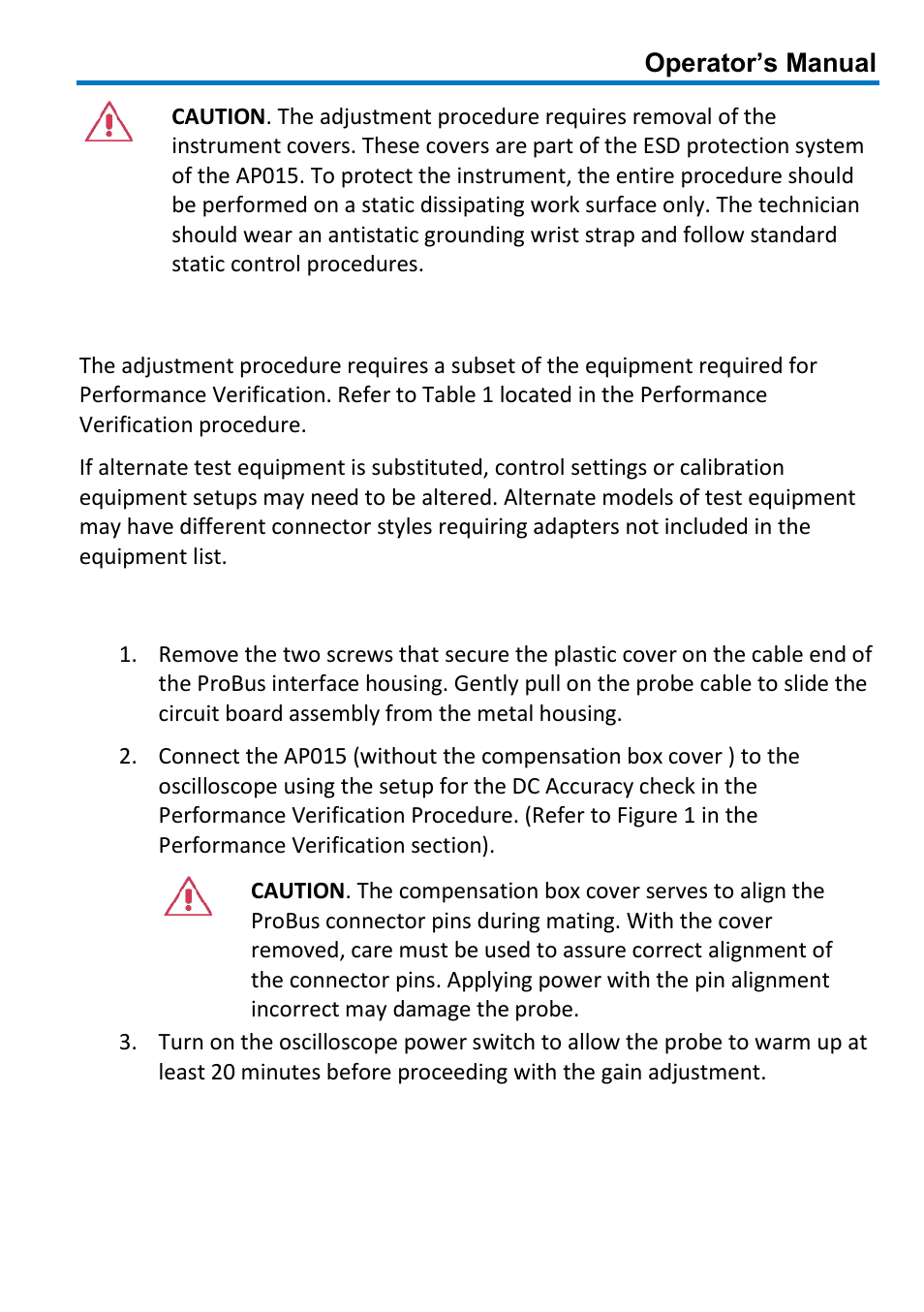 Test equipment required, Preliminary procedure | Teledyne LeCroy AP015 User Manual | Page 15 / 24