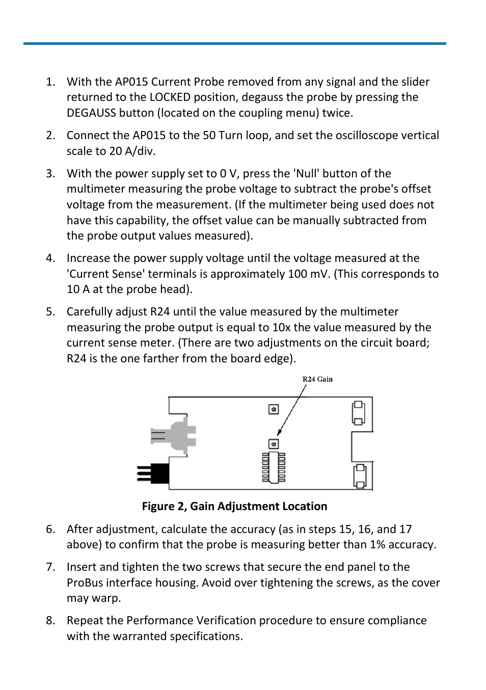 Adjust r24, gain | Teledyne LeCroy AP015 User Manual | Page 16 / 24
