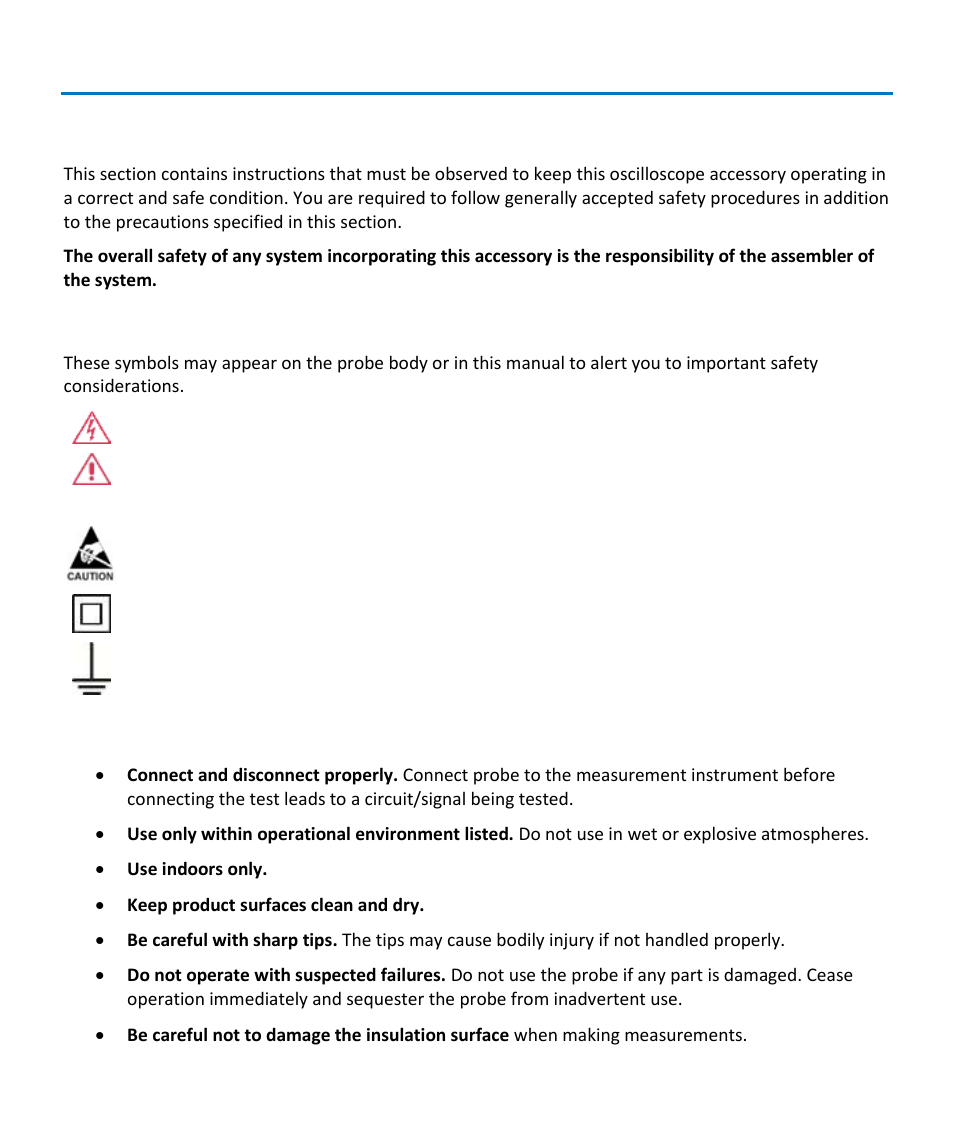 Safety instructions, Symbols, Precautions | Teledyne LeCroy CP030 User Manual | Page 7 / 28