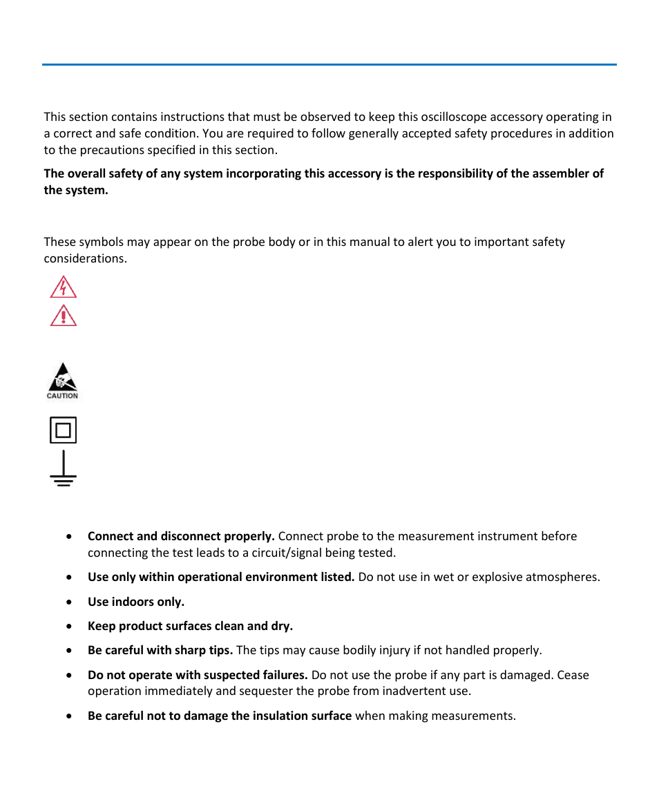 Safety instructions, Symbols, Precautions | Teledyne LeCroy CP031 User Manual | Page 7 / 28