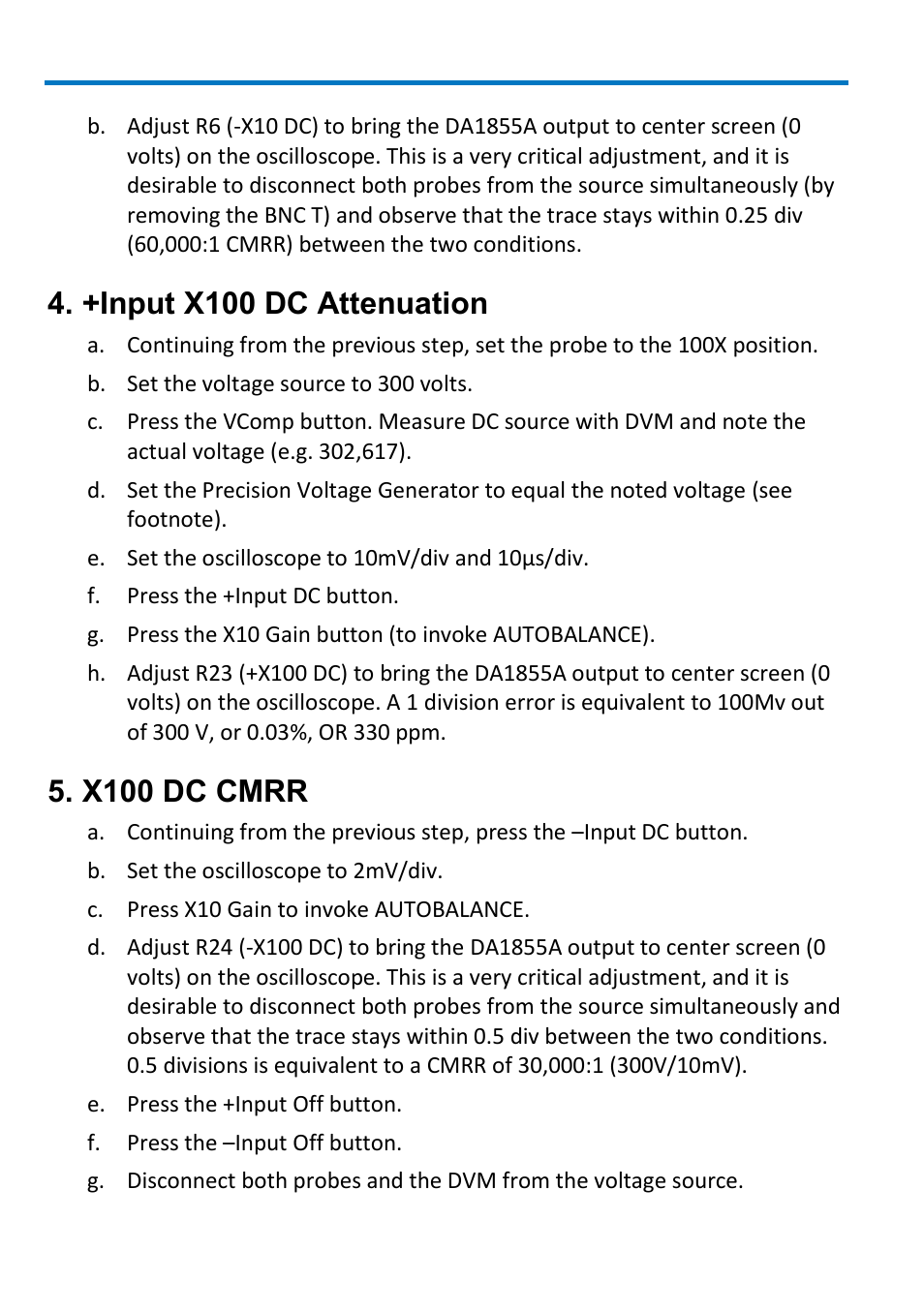 +input x100 dc attenuation, X100 dc cmrr | Teledyne LeCroy DXC100A User Manual | Page 12 / 24