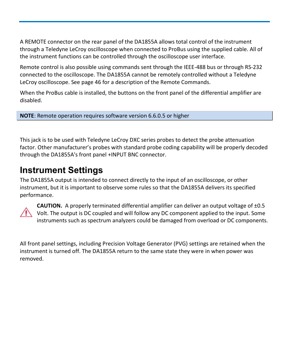 Instrument settings | Teledyne LeCroy DA1855A User Manual | Page 26 / 94