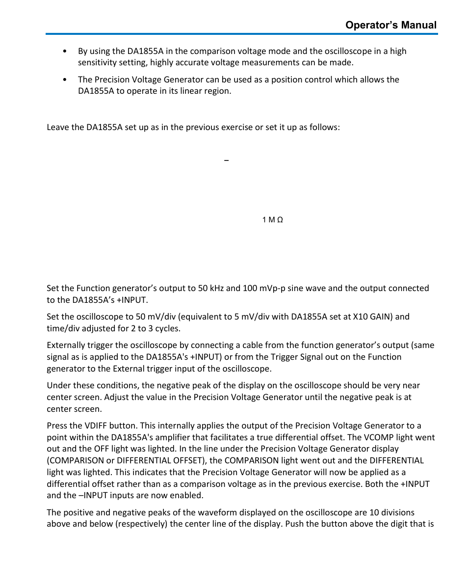 Differential offset operation (v, Operator’s manual | Teledyne LeCroy DA1855A User Manual | Page 39 / 94