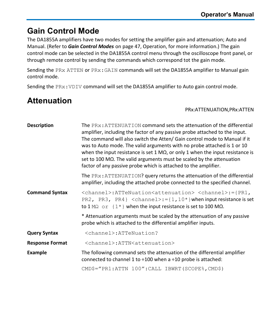Gain control mode, Attenuation | Teledyne LeCroy DA1855A User Manual | Page 53 / 94