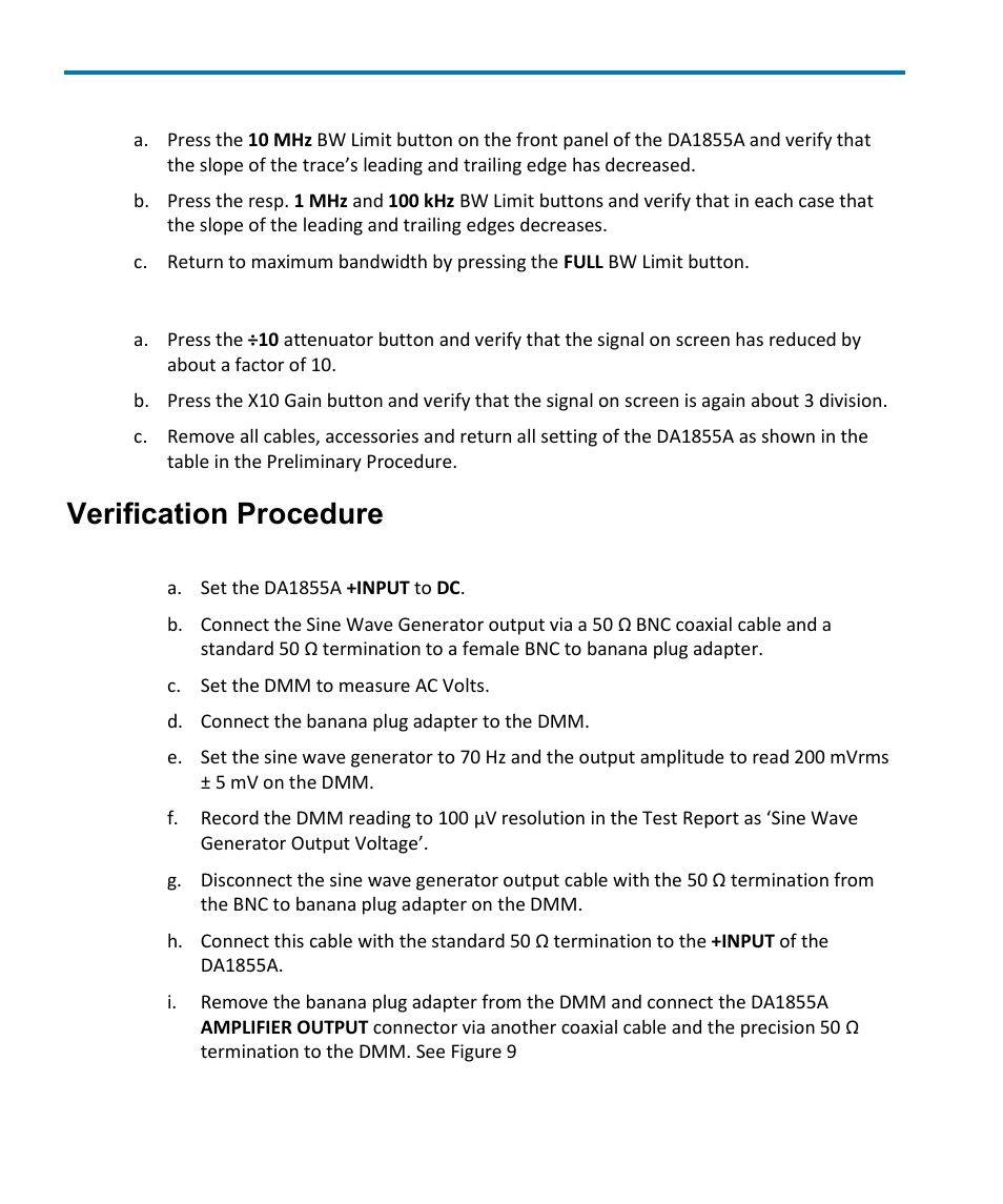 Verification procedure | Teledyne LeCroy DA1855A User Manual | Page 66 / 94