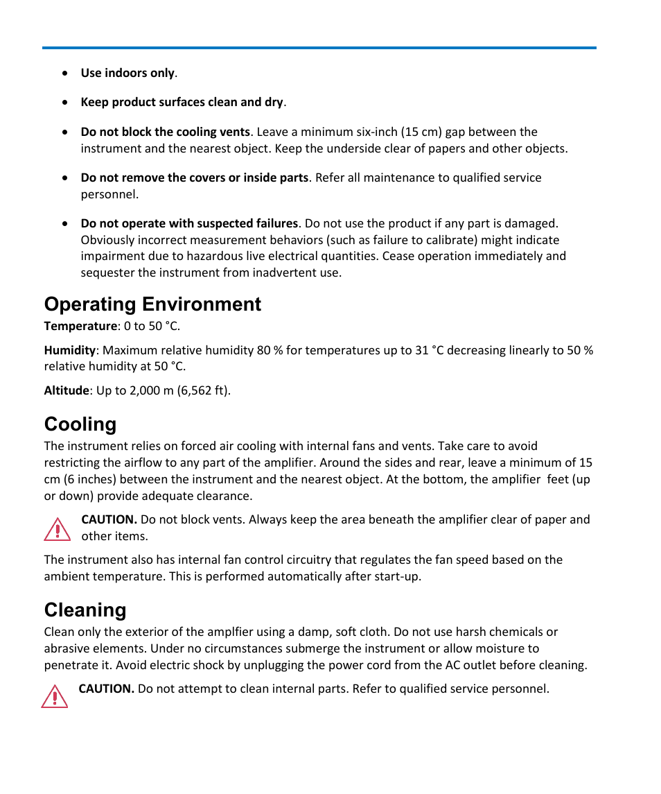 Operating environment, Cooling, Cleaning | Teledyne LeCroy DA1855A User Manual | Page 8 / 94
