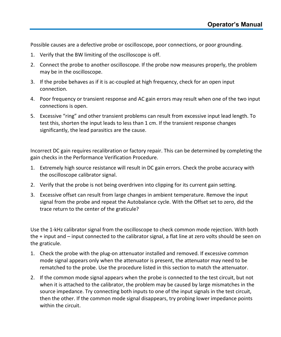 B. incorrect frequency response, C. dc errors, D. poor common mode rejection | Teledyne LeCroy AP033 User Manual | Page 25 / 62