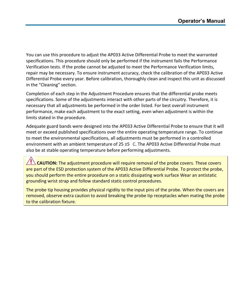 Adjustment procedure, Introduction | Teledyne LeCroy AP033 User Manual | Page 41 / 62