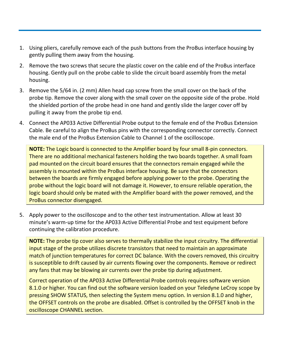 Preliminary procedure | Teledyne LeCroy AP033 User Manual | Page 44 / 62
