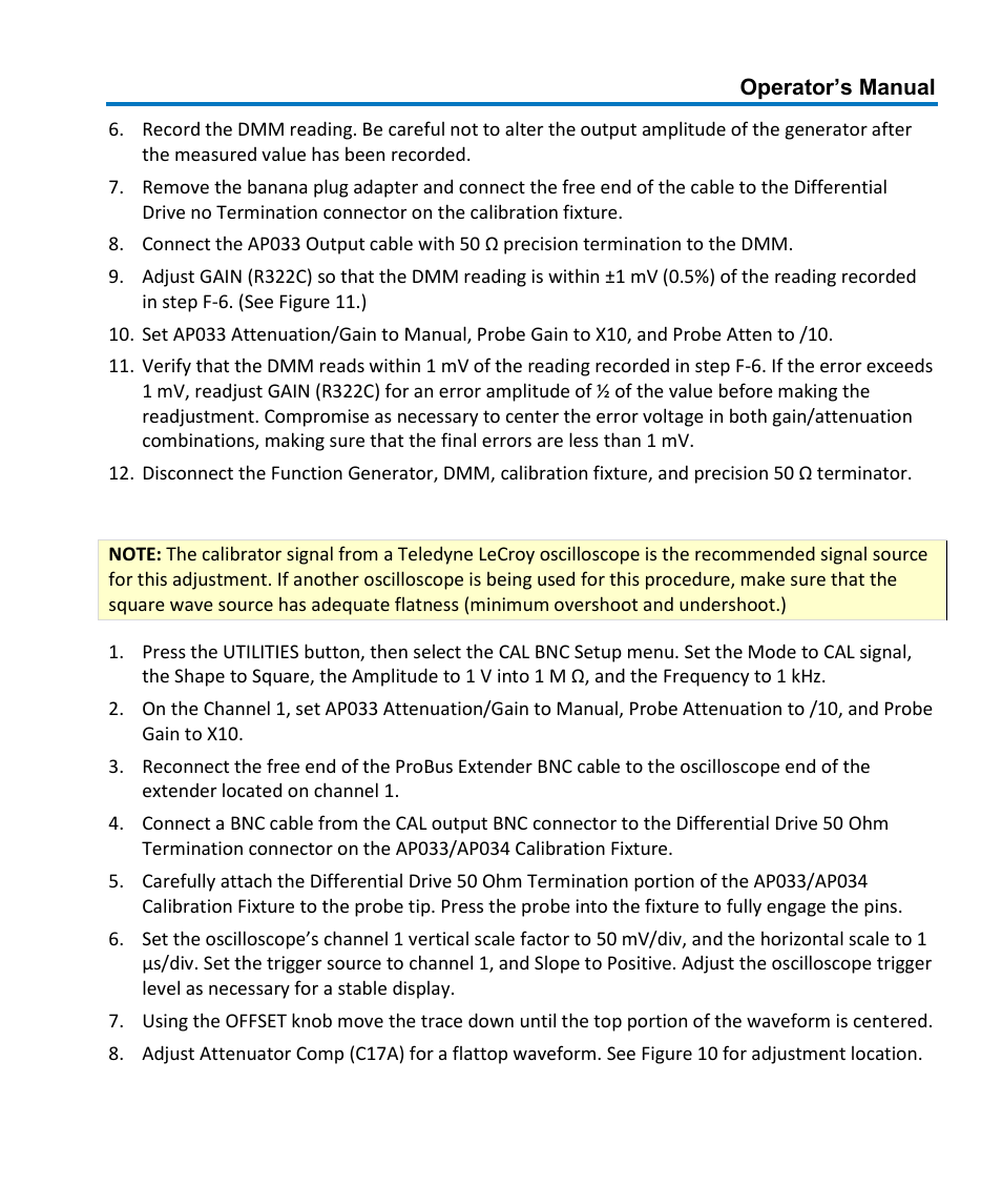 G. adjust final attenuator compensation (c17) | Teledyne LeCroy AP033 User Manual | Page 51 / 62