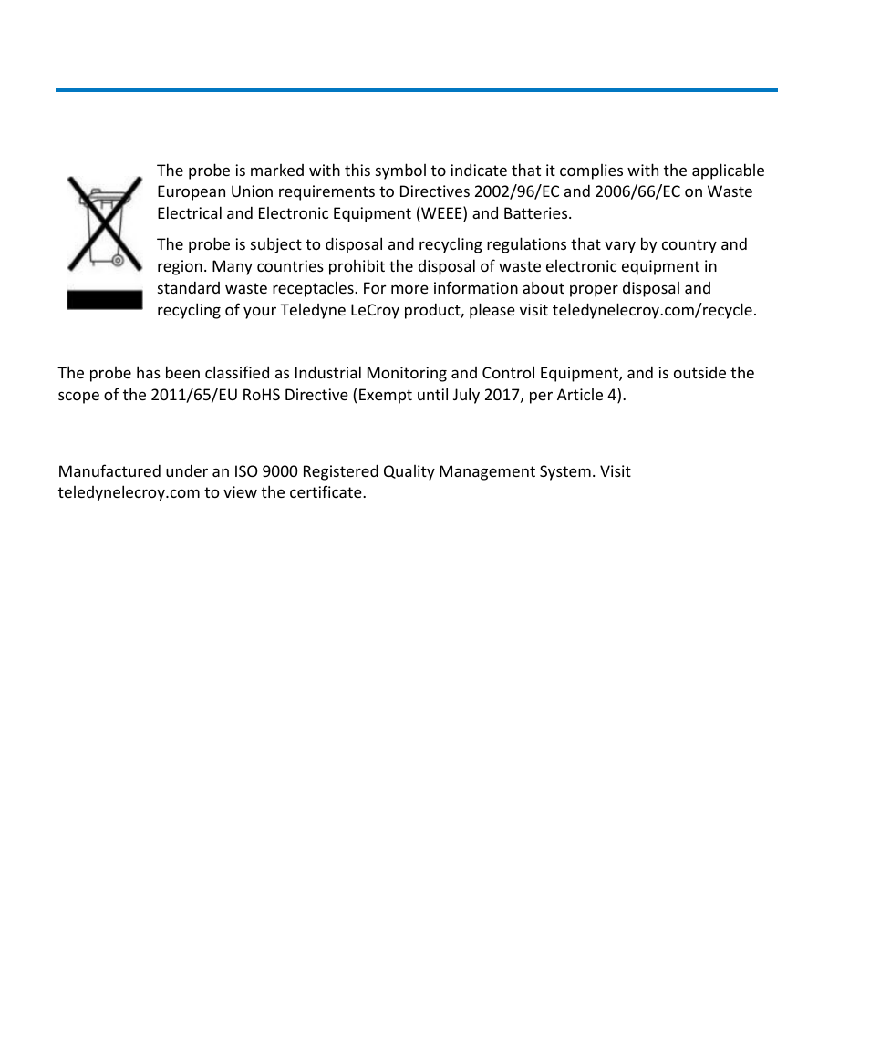 Environmental compliance, Iso certification | Teledyne LeCroy AP033 User Manual | Page 58 / 62
