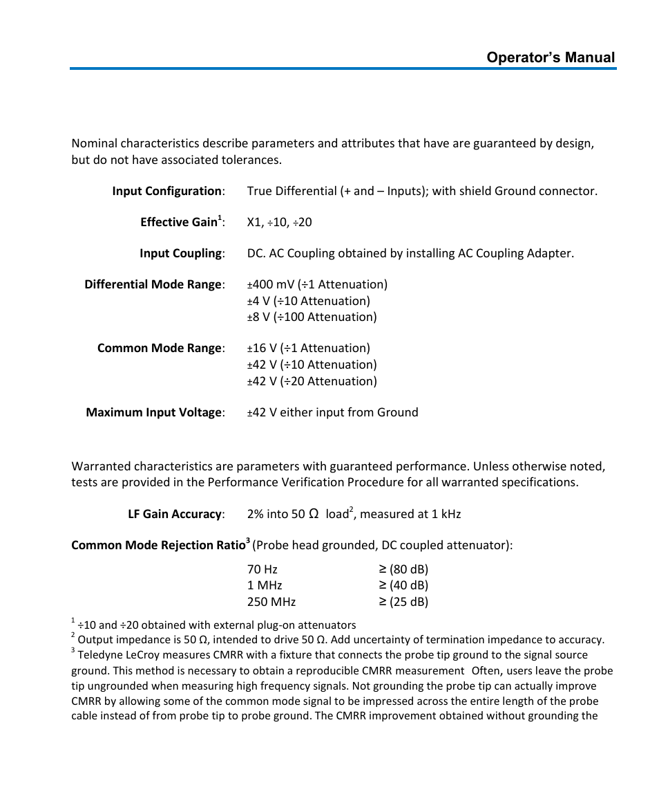 Specifications | Teledyne LeCroy AP034 User Manual | Page 11 / 60