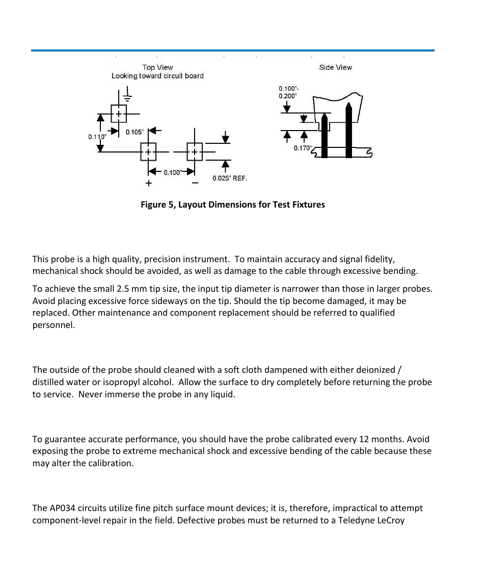 Maintenance, Cleaning, Calibration interval | Service strategy | Teledyne LeCroy AP034 User Manual | Page 22 / 60