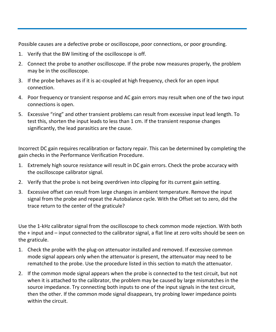 B. incorrect frequency response, C. dc errors, D. poor common mode rejection | Teledyne LeCroy AP034 User Manual | Page 24 / 60