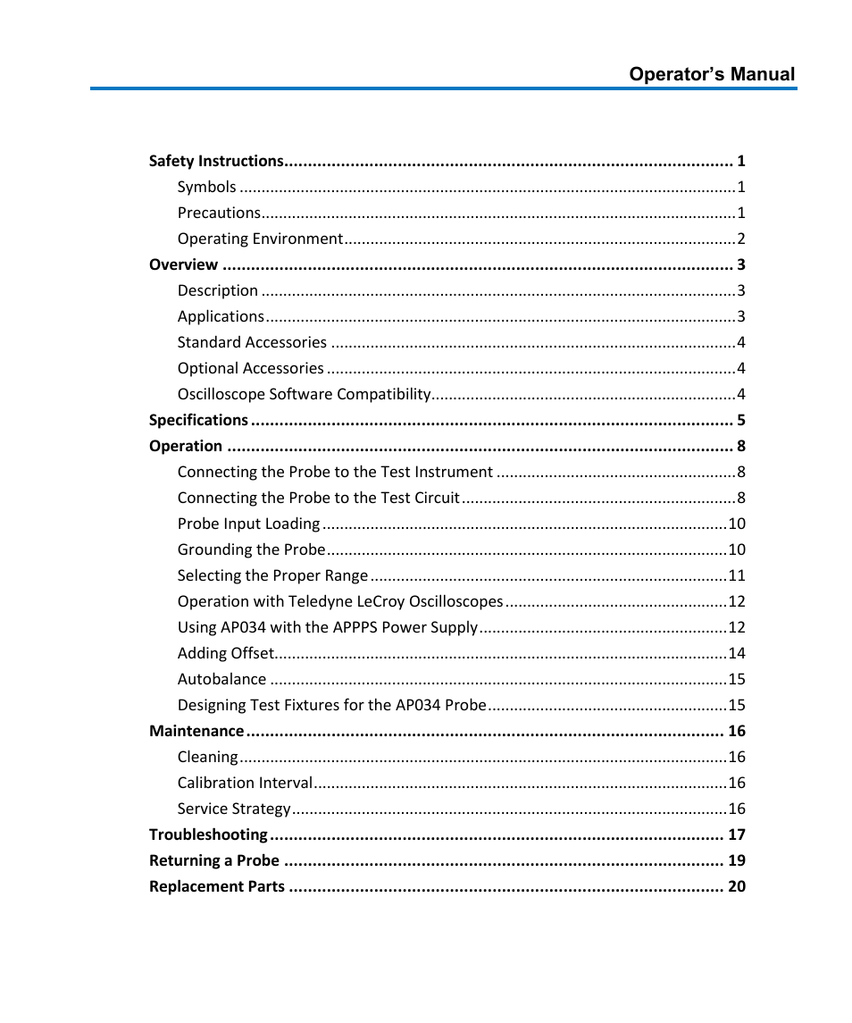 Teledyne LeCroy AP034 User Manual | Page 5 / 60