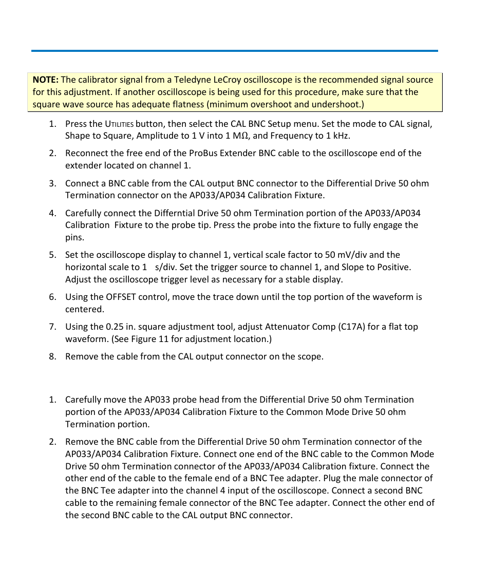 F. adjust final attenuator compensation (c17), G. adjust final attenuator cmrr (c18a) | Teledyne LeCroy AP034 User Manual | Page 50 / 60
