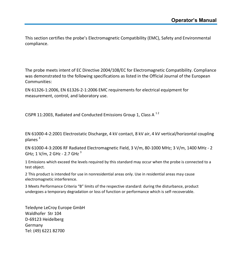 Certifications, Emc compliance | Teledyne LeCroy AP034 User Manual | Page 55 / 60