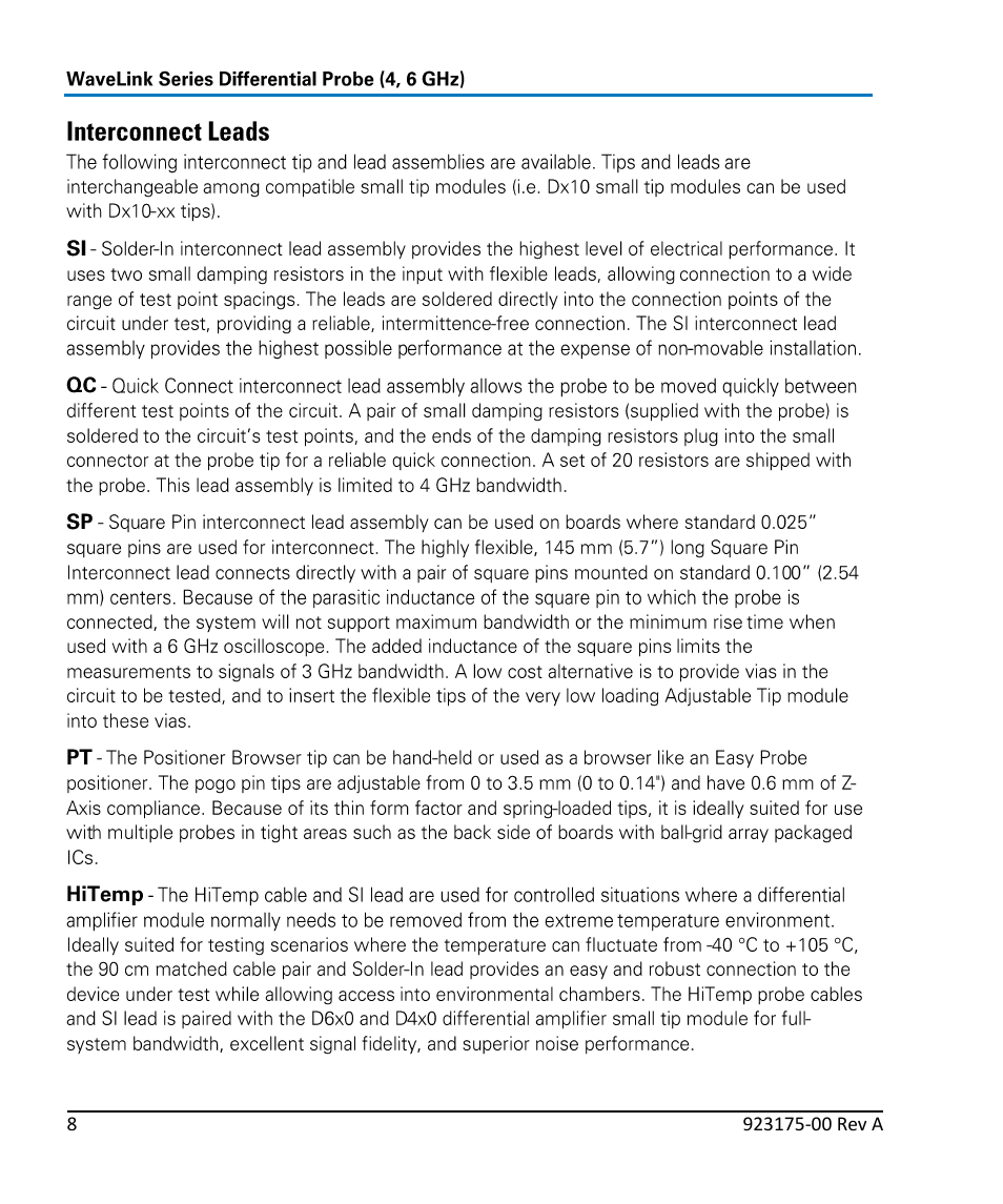 Teledyne LeCroy WaveLink Differential Probe Series (4, 6 GHz) User Manual | Page 14 / 108