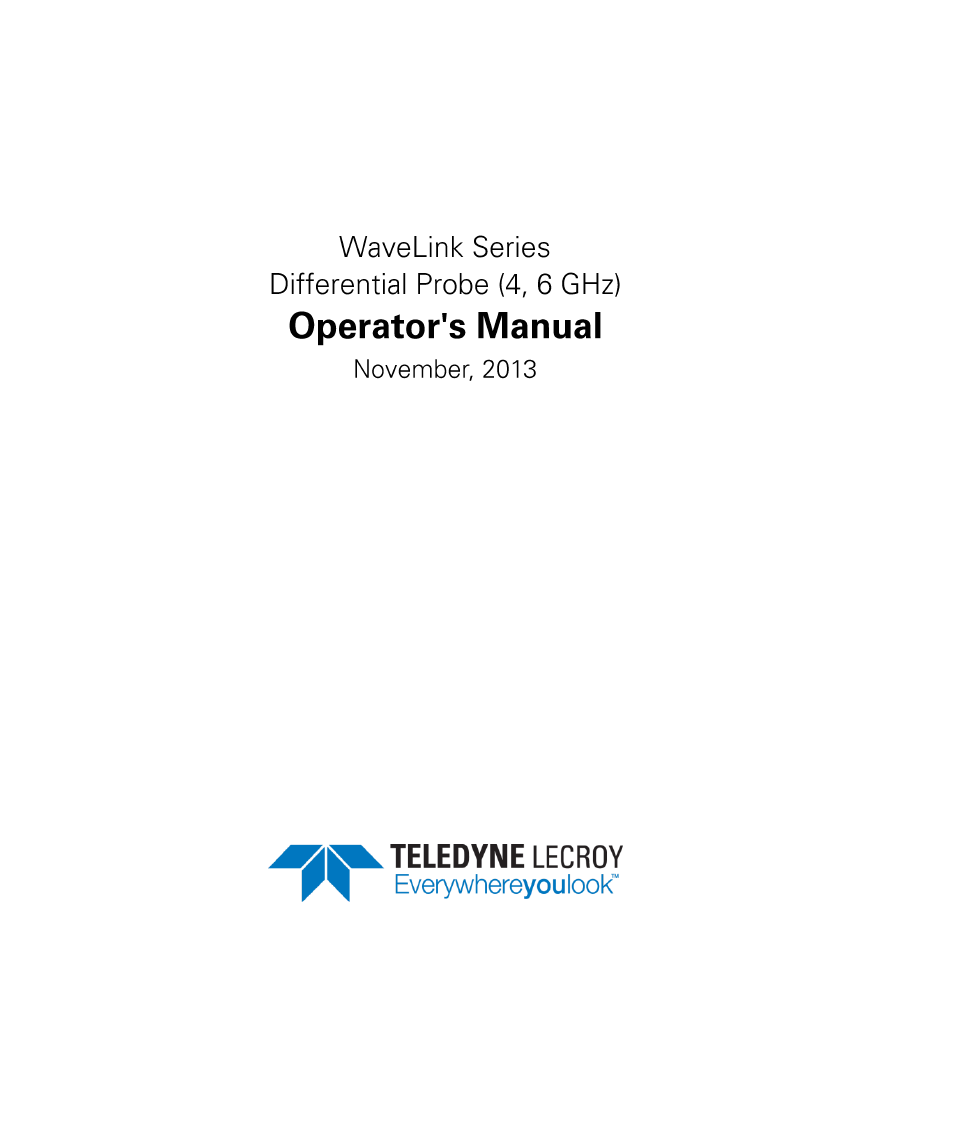 Teledyne LeCroy WaveLink Differential Probe Series (4, 6 GHz) User Manual | Page 3 / 108