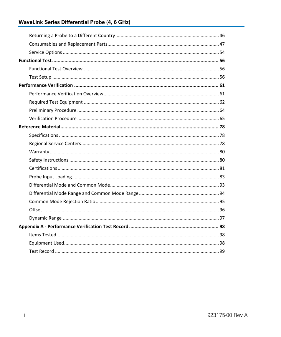 Teledyne LeCroy WaveLink Differential Probe Series (4, 6 GHz) User Manual | Page 6 / 108