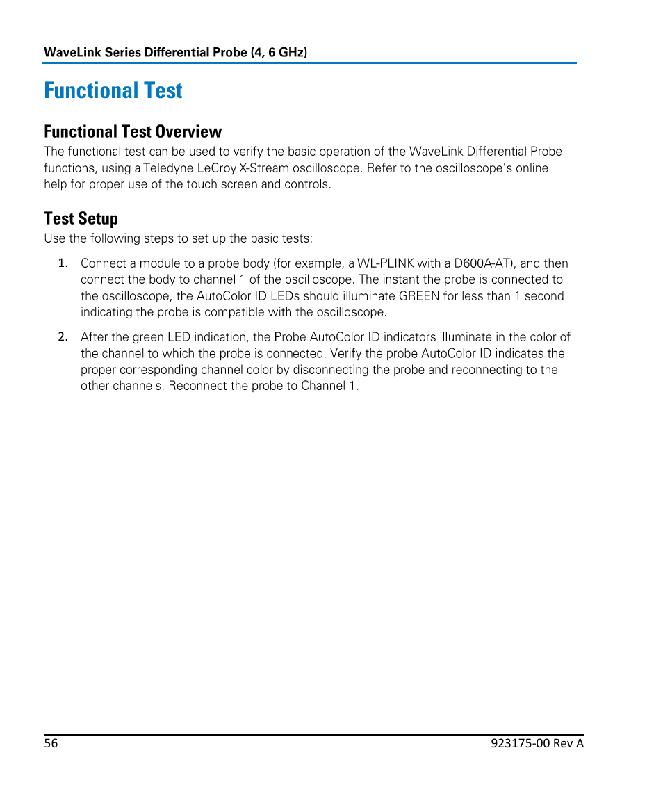 Teledyne LeCroy WaveLink Differential Probe Series (4, 6 GHz) User Manual | Page 62 / 108