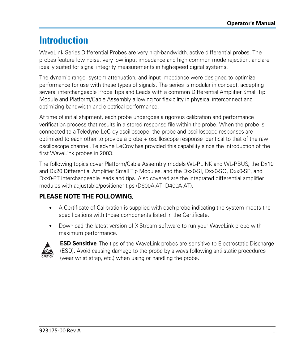 Teledyne LeCroy WaveLink Differential Probe Series (4, 6 GHz) User Manual | Page 7 / 108