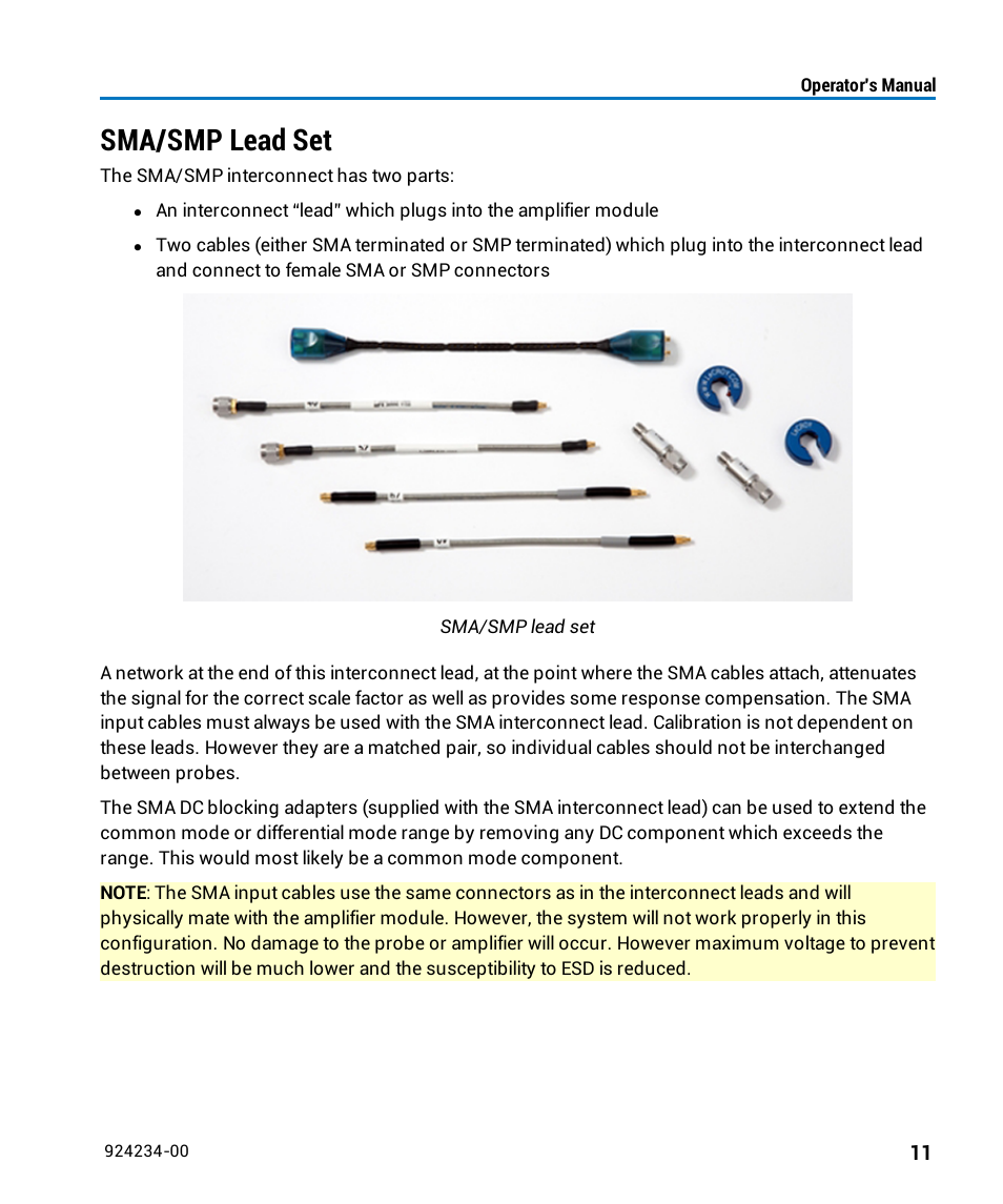 Sma/smp lead set | Teledyne LeCroy WaveLink Differential Probe Series (8-13 GHz) User Manual | Page 17 / 70