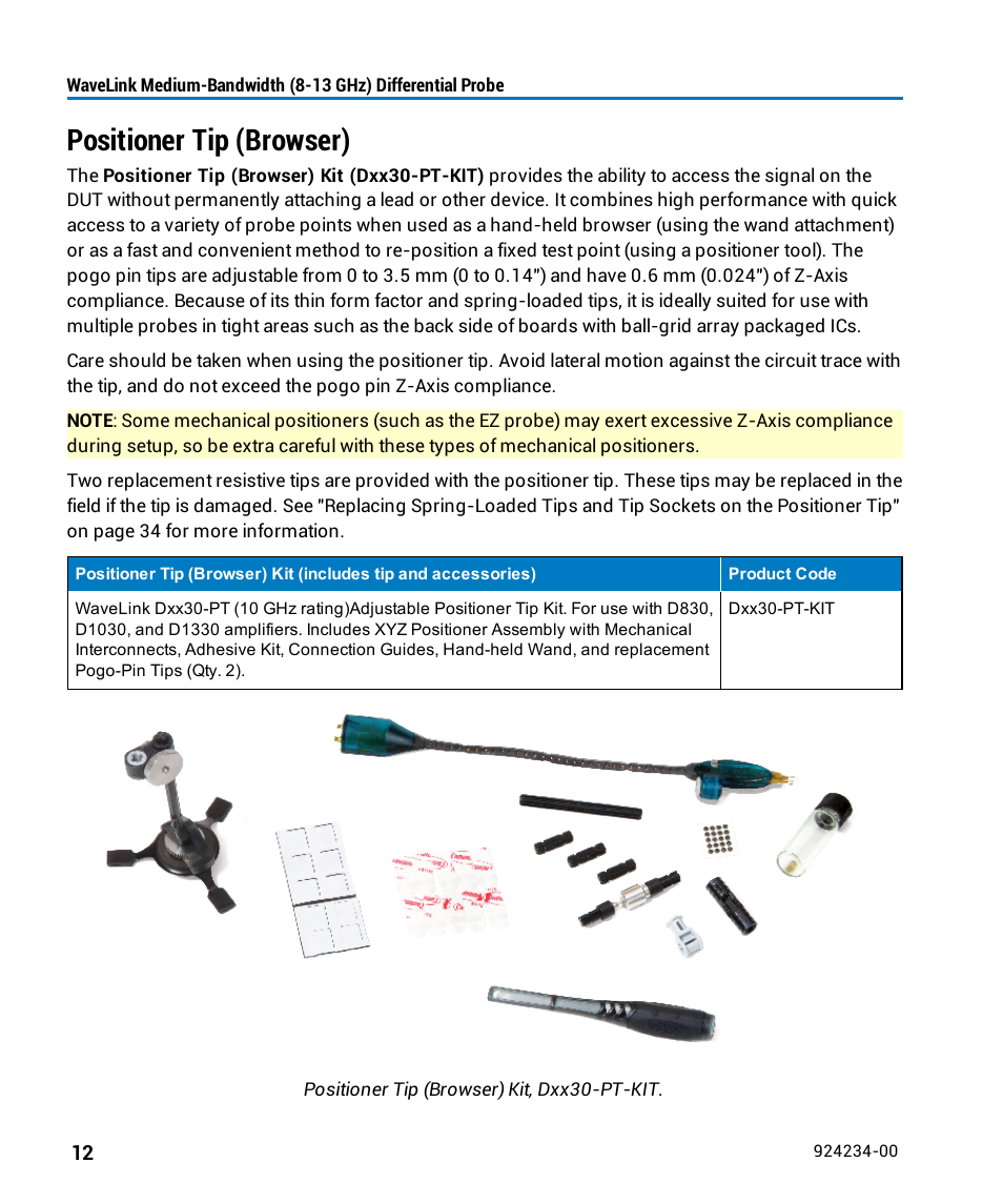 Positioner tip (browser) | Teledyne LeCroy WaveLink Differential Probe Series (8-13 GHz) User Manual | Page 18 / 70