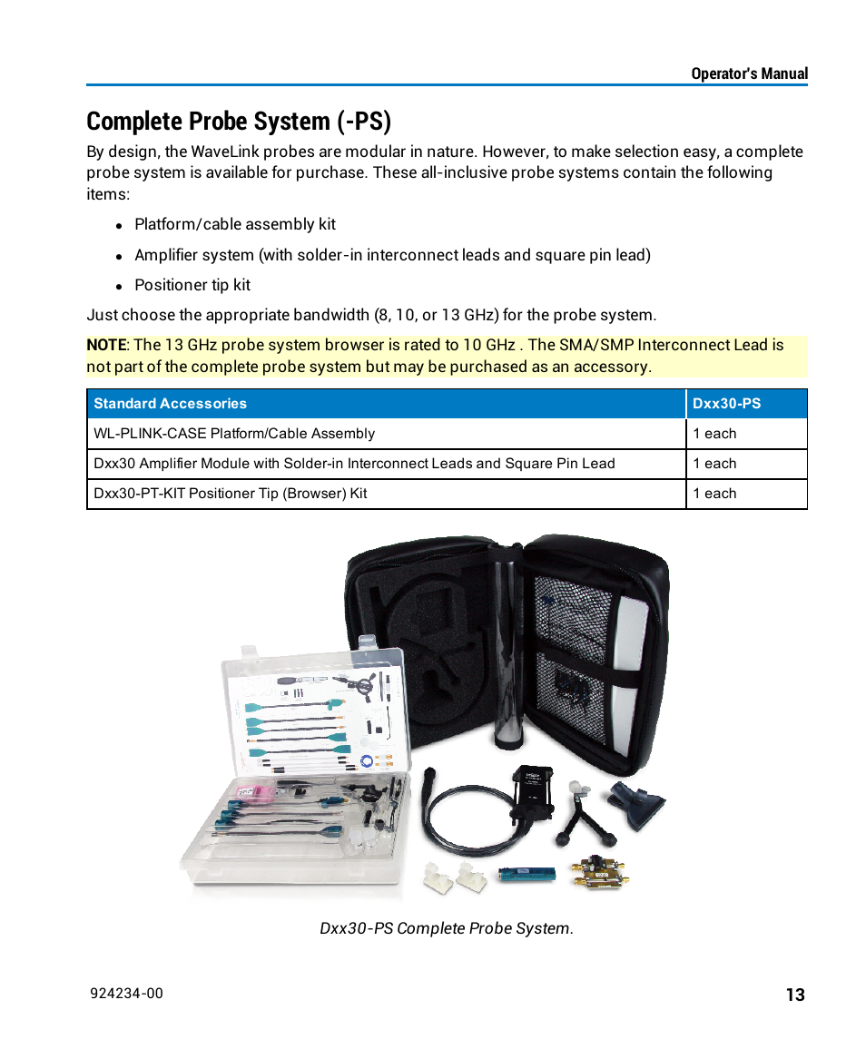 Complete probe system (-ps) | Teledyne LeCroy WaveLink Differential Probe Series (8-13 GHz) User Manual | Page 19 / 70