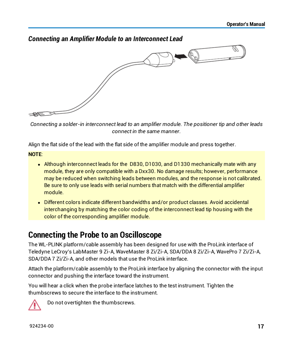 Connecting the probe to an oscilloscope | Teledyne LeCroy WaveLink Differential Probe Series (8-13 GHz) User Manual | Page 23 / 70