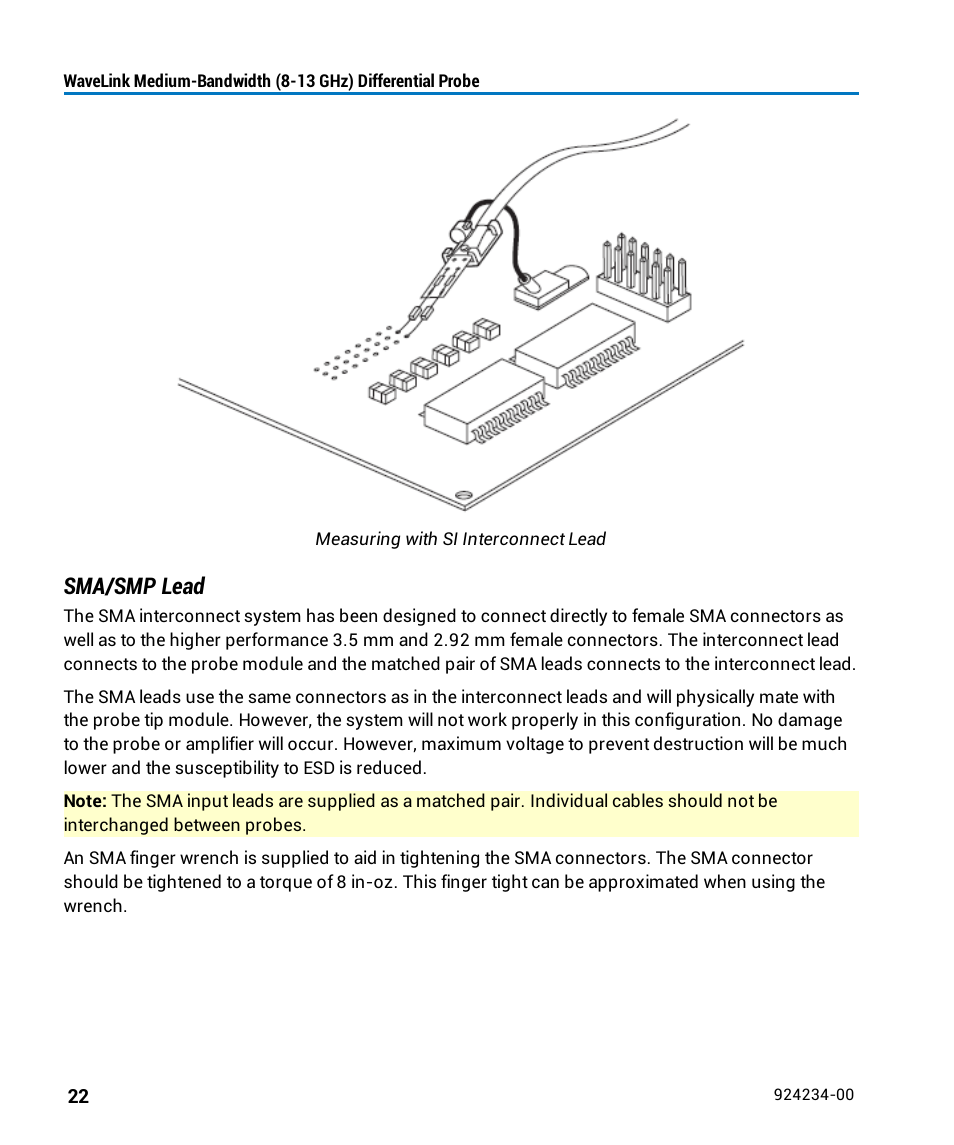 Sma/smp lead | Teledyne LeCroy WaveLink Differential Probe Series (8-13 GHz) User Manual | Page 28 / 70