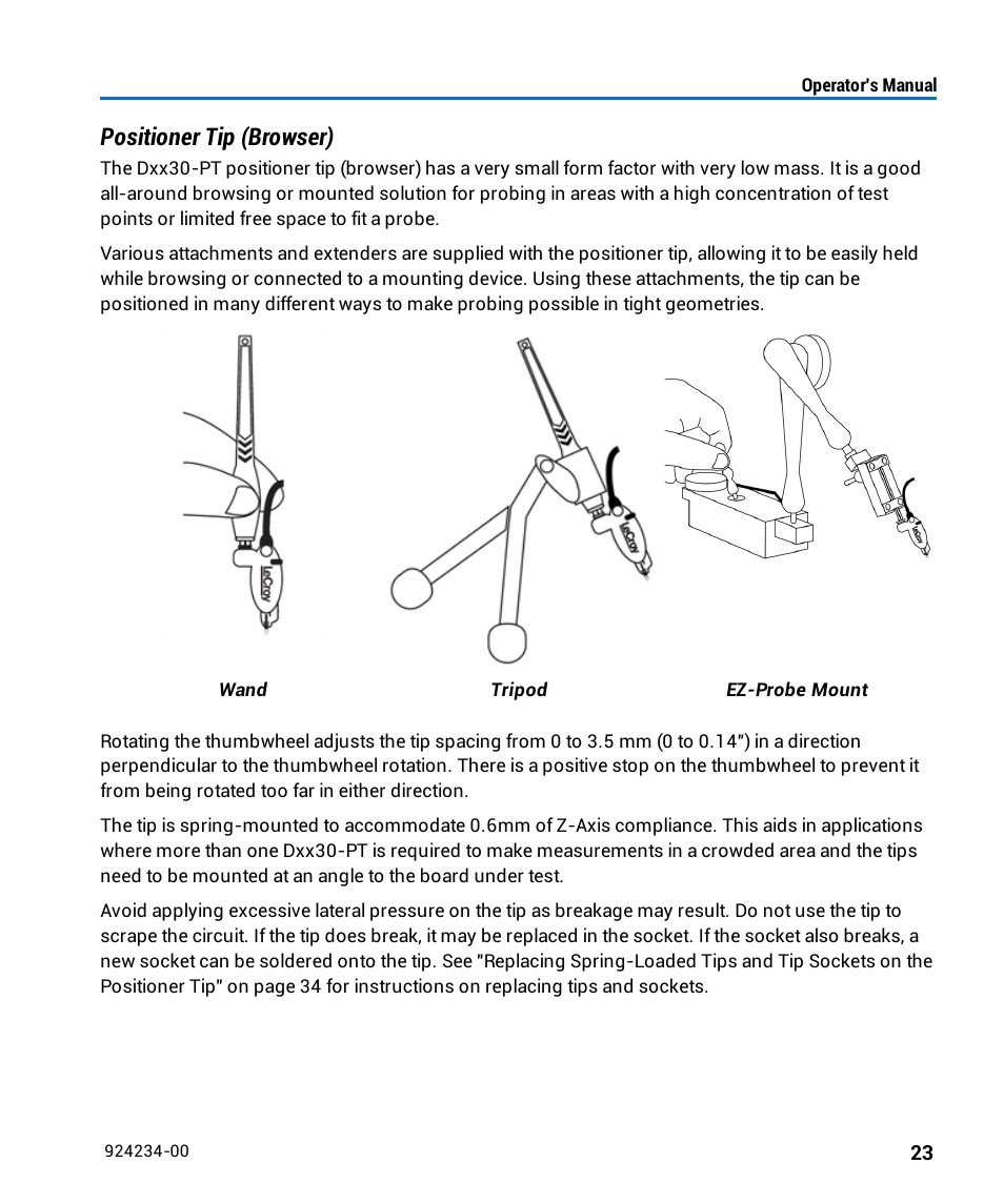 Positioner tip (browser) | Teledyne LeCroy WaveLink Differential Probe Series (8-13 GHz) User Manual | Page 29 / 70