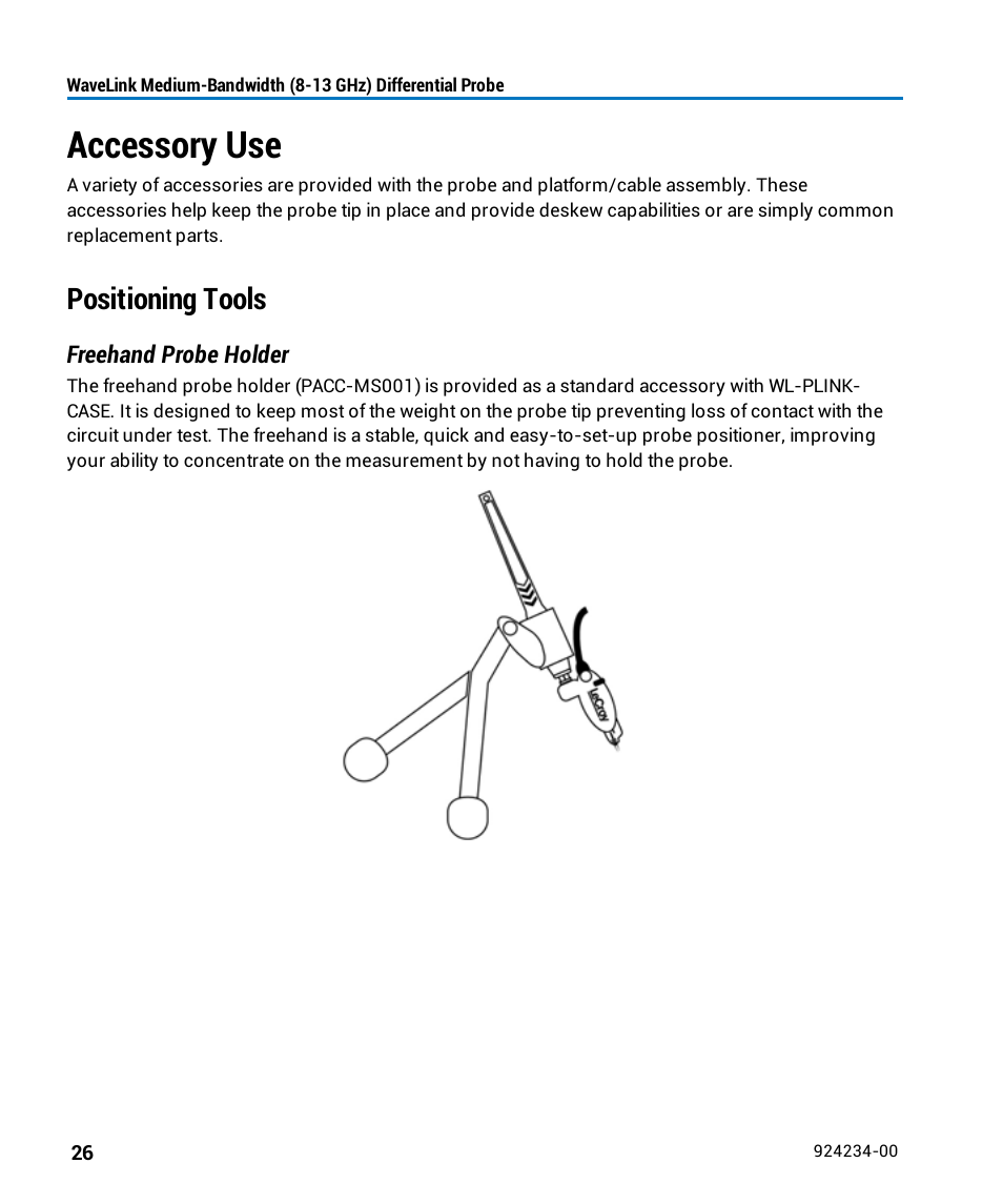 Accessory use, Positioning tools | Teledyne LeCroy WaveLink Differential Probe Series (8-13 GHz) User Manual | Page 32 / 70