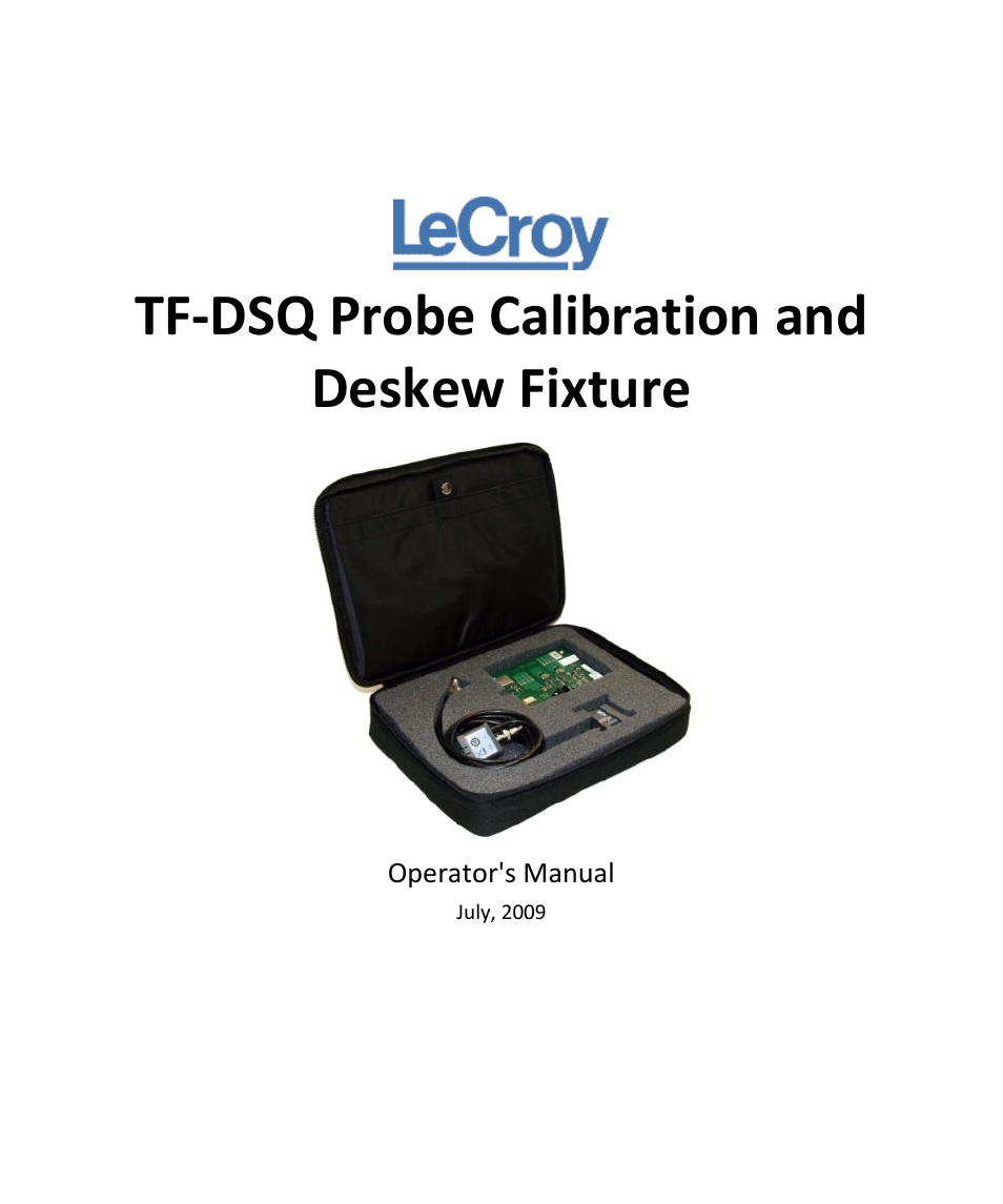 Tf-dsq probe calibration and deskew fixture | Teledyne LeCroy TF-DSQ User Manual | Page 2 / 31