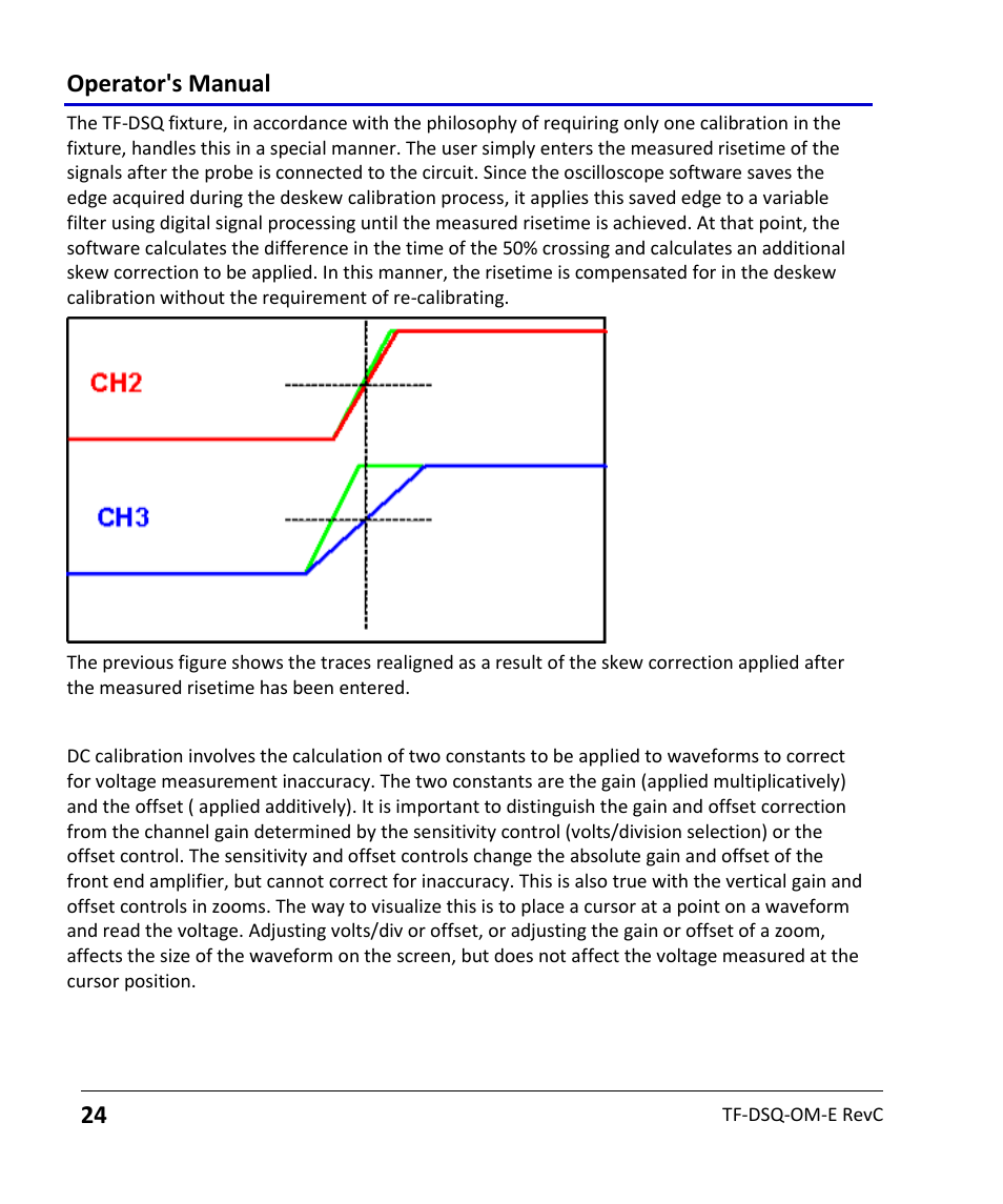 Dc calibration theory, Dc calibration, Probe dc calibration | Operator's manual | Teledyne LeCroy TF-DSQ User Manual | Page 24 / 31