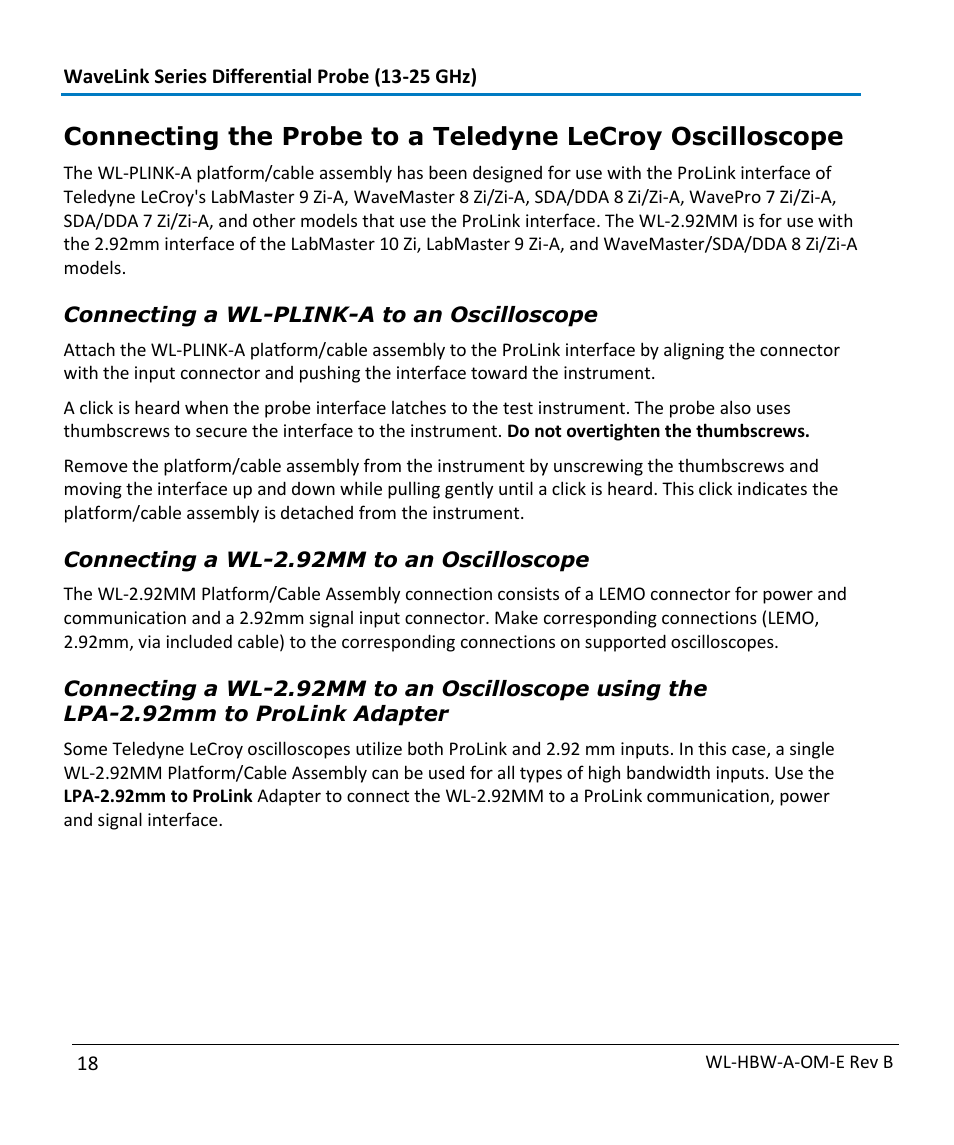 Teledyne LeCroy WaveLink Differential Probe Series (13-25 GHz) User Manual | Page 24 / 93