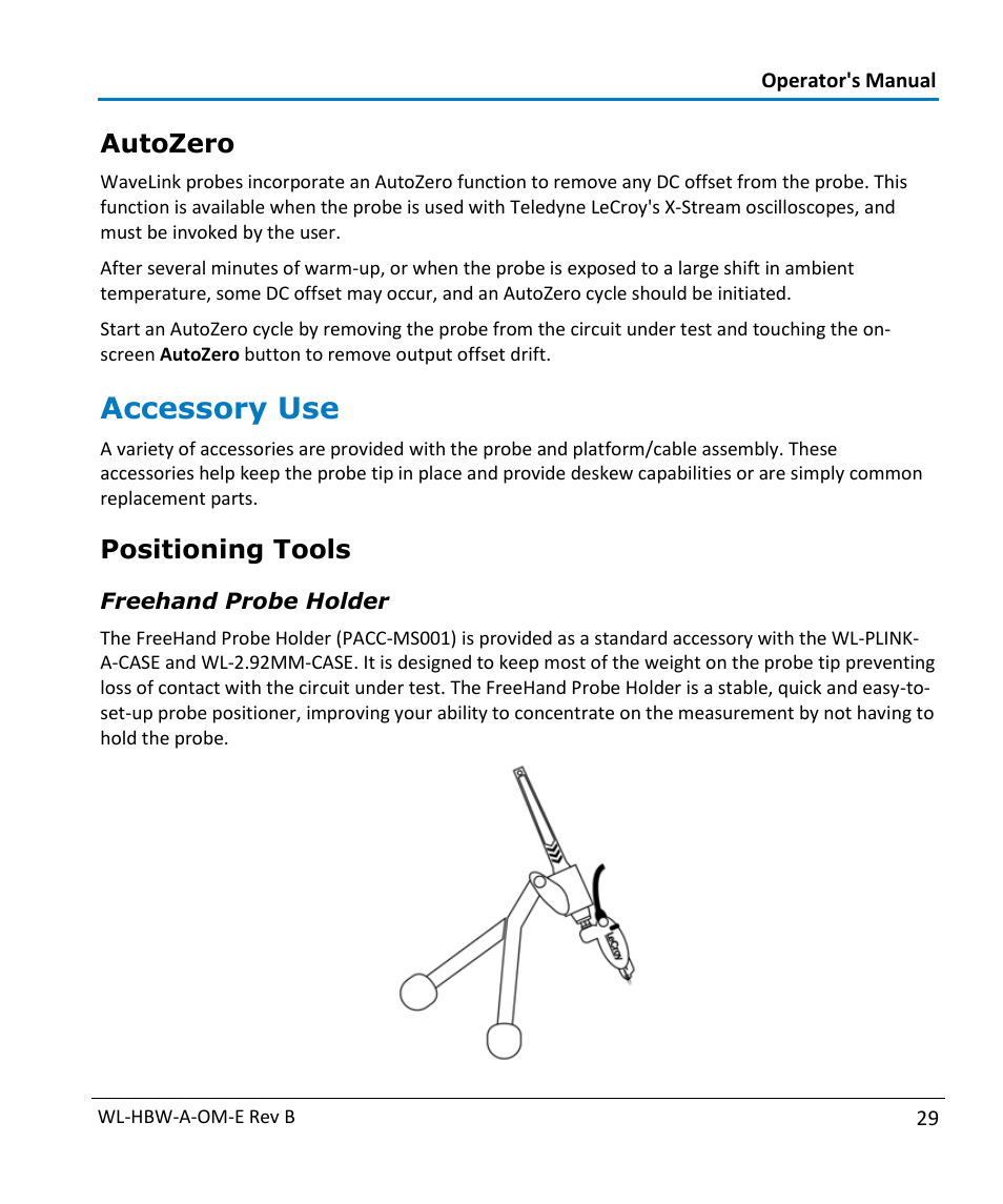 Accessory use | Teledyne LeCroy WaveLink Differential Probe Series (13-25 GHz) User Manual | Page 35 / 93