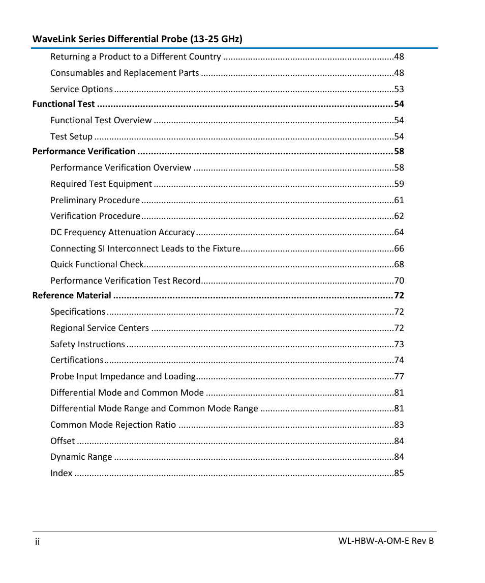 Teledyne LeCroy WaveLink Differential Probe Series (13-25 GHz) User Manual | Page 6 / 93