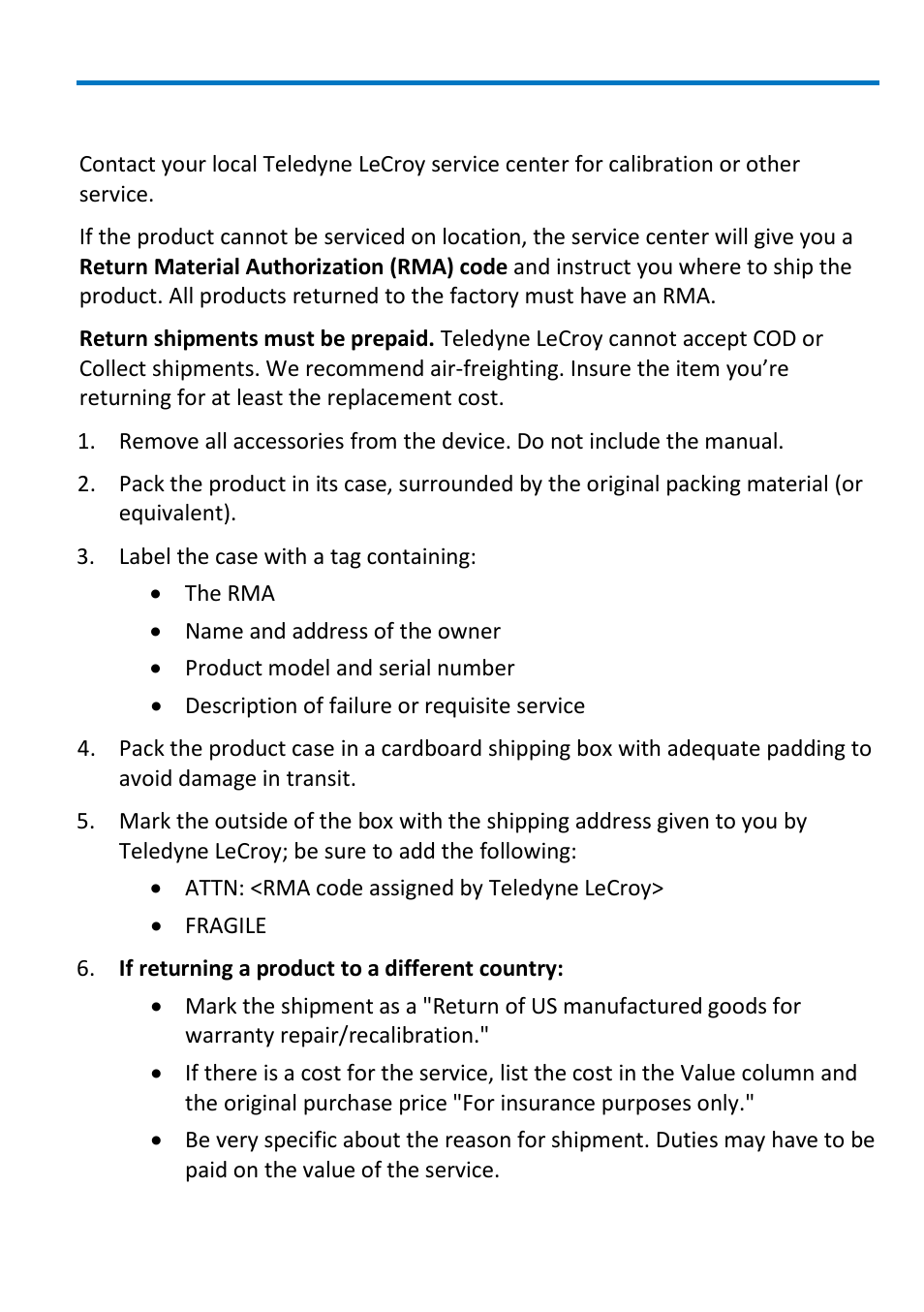 Returning a defective probe | Teledyne LeCroy ADP300_305 User Manual | Page 23 / 38