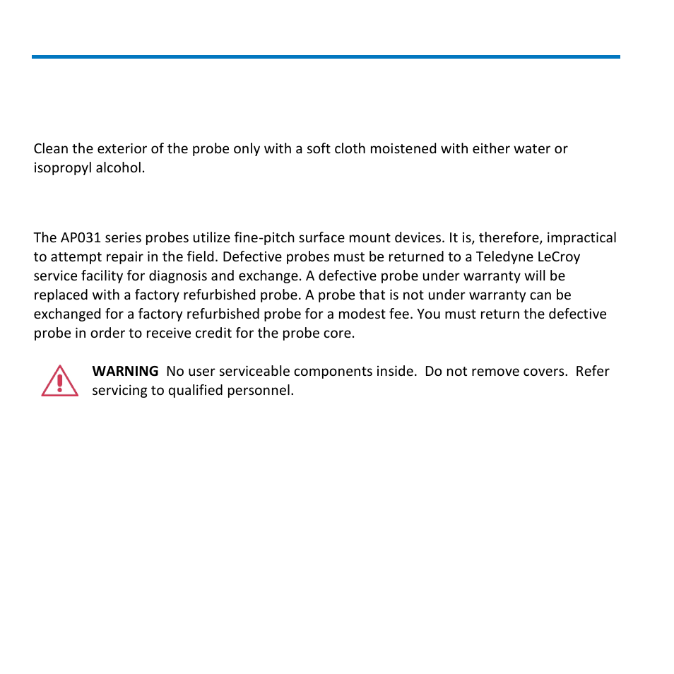 Maintenance, Cleaning, Service strategy | Teledyne LeCroy AP031 User Manual | Page 12 / 20