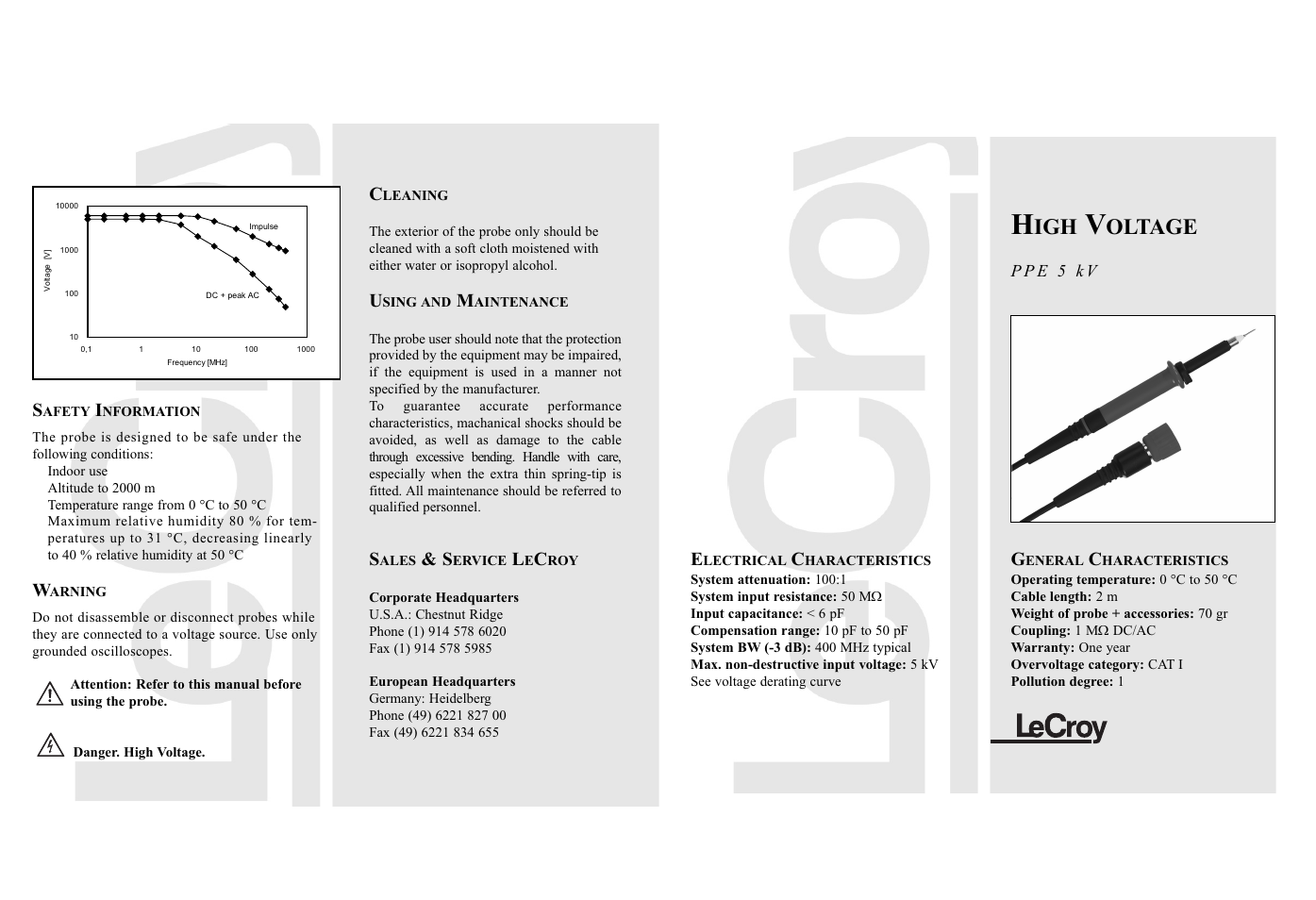 Teledyne LeCroy PPE 5 kV User Manual | 2 pages
