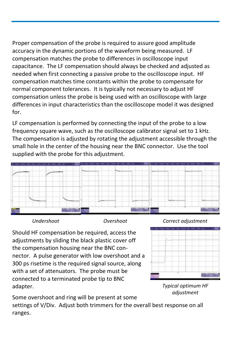 Probe compensation, Pp007 passive probe | Teledyne LeCroy PP007 User Manual | Page 14 / 20