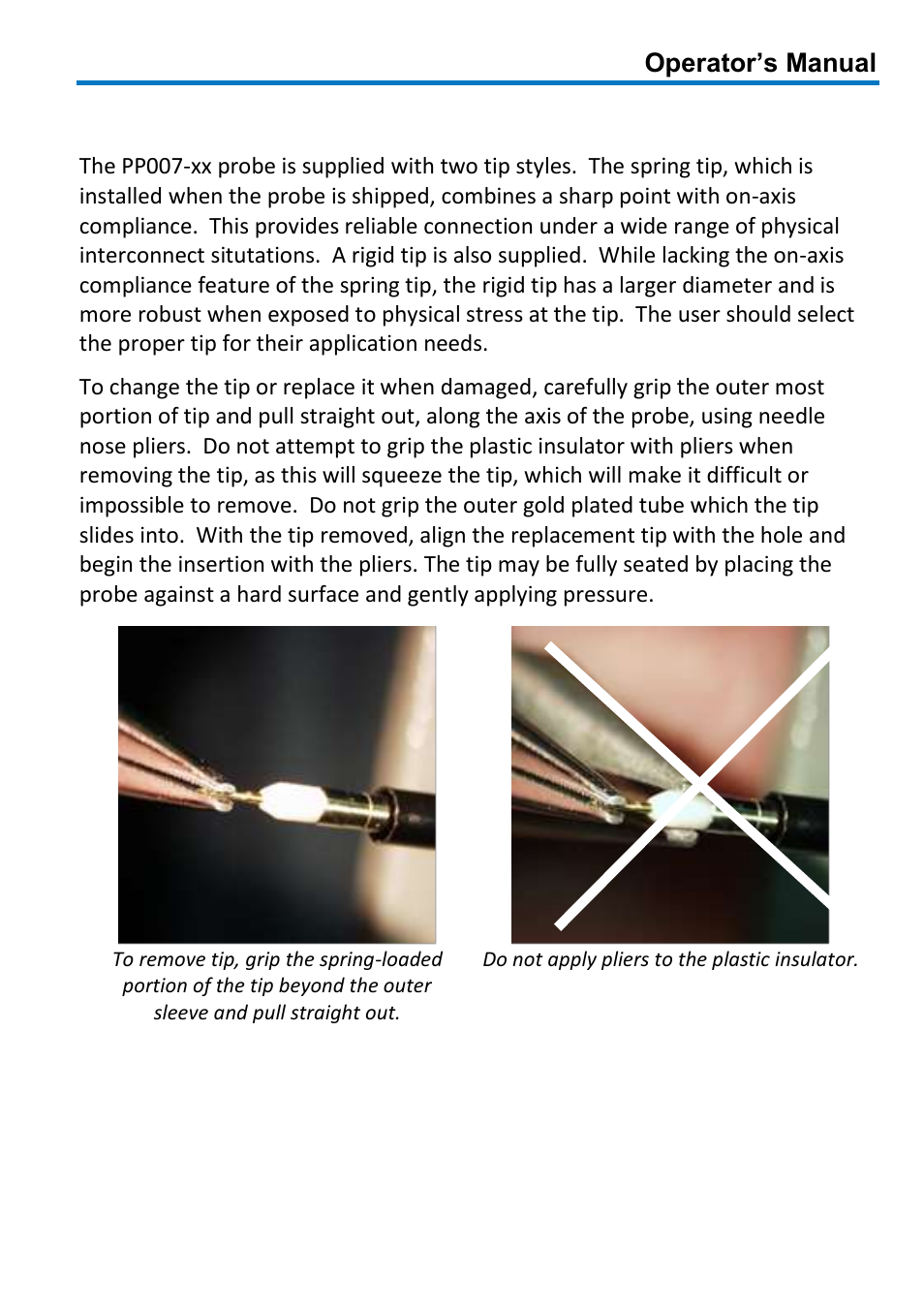 Tip selection and exchange | Teledyne LeCroy PP007 User Manual | Page 15 / 20