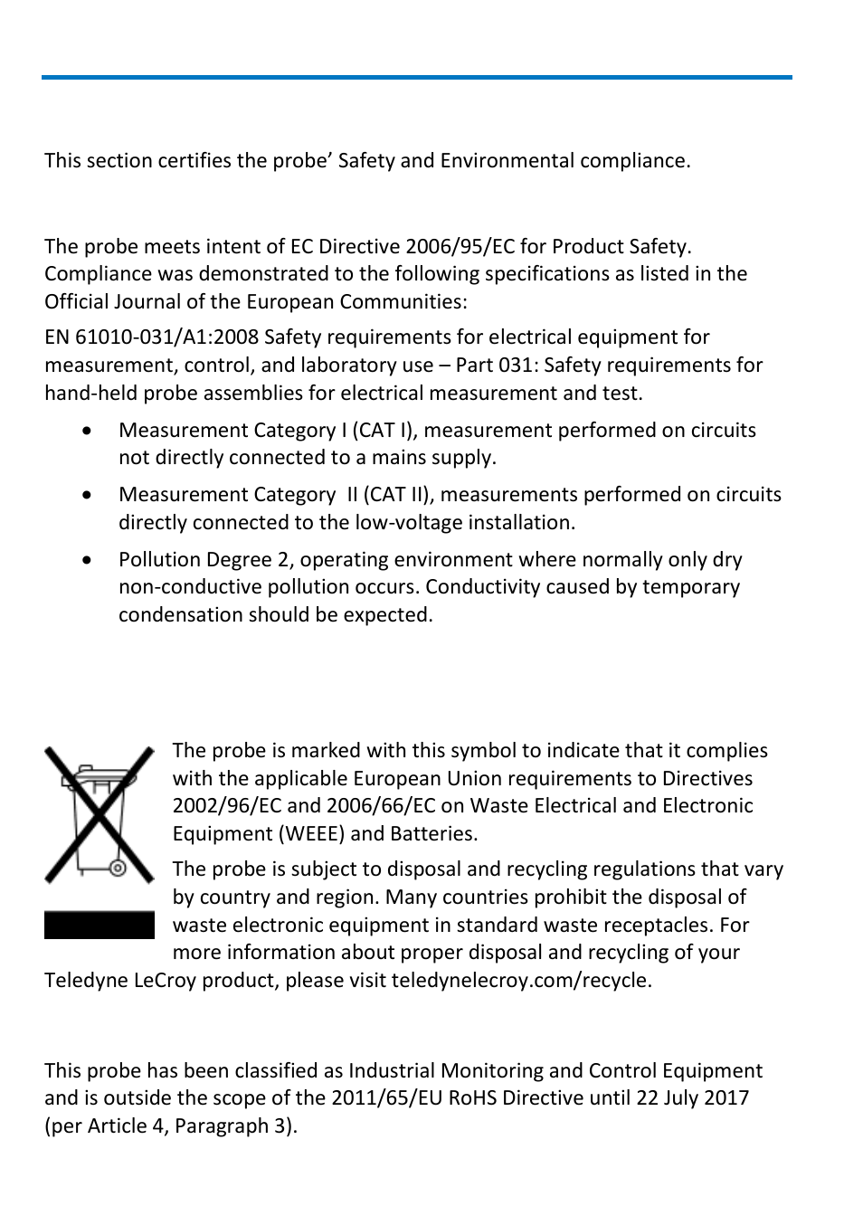 Certifications, Ec declaration of conformity - safety, Environmental compliance | Teledyne LeCroy PP007 User Manual | Page 16 / 20
