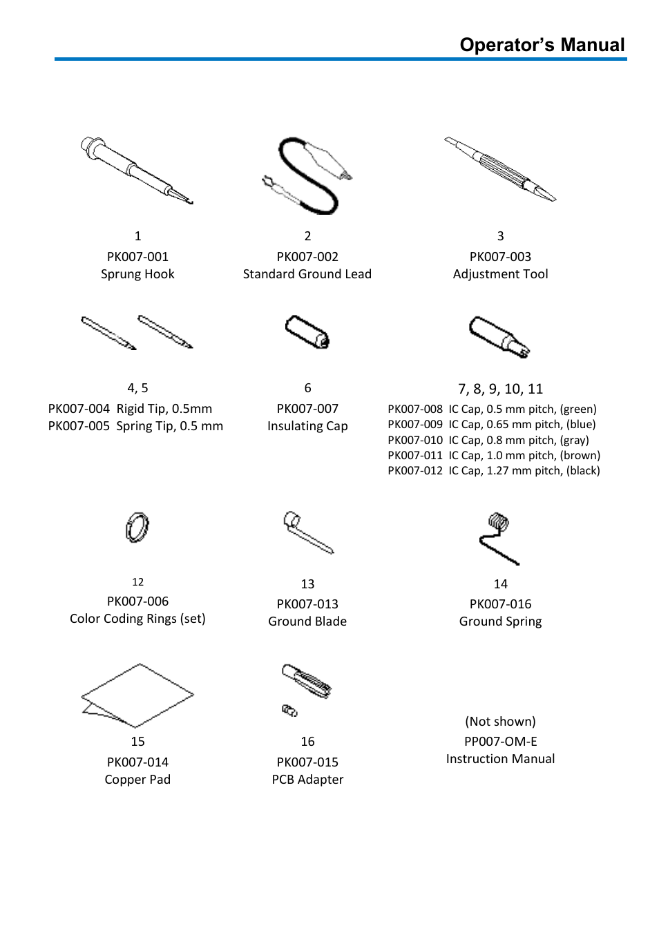 Standard accessories, Operator’s manual | Teledyne LeCroy PP007 User Manual | Page 9 / 20
