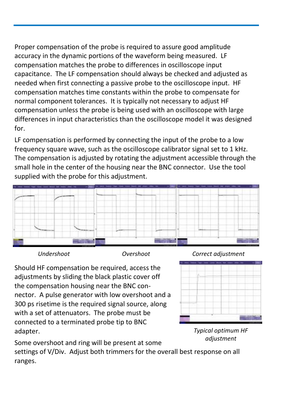 Probe compensation, Pp008 passive probe | Teledyne LeCroy PP008 User Manual | Page 14 / 20