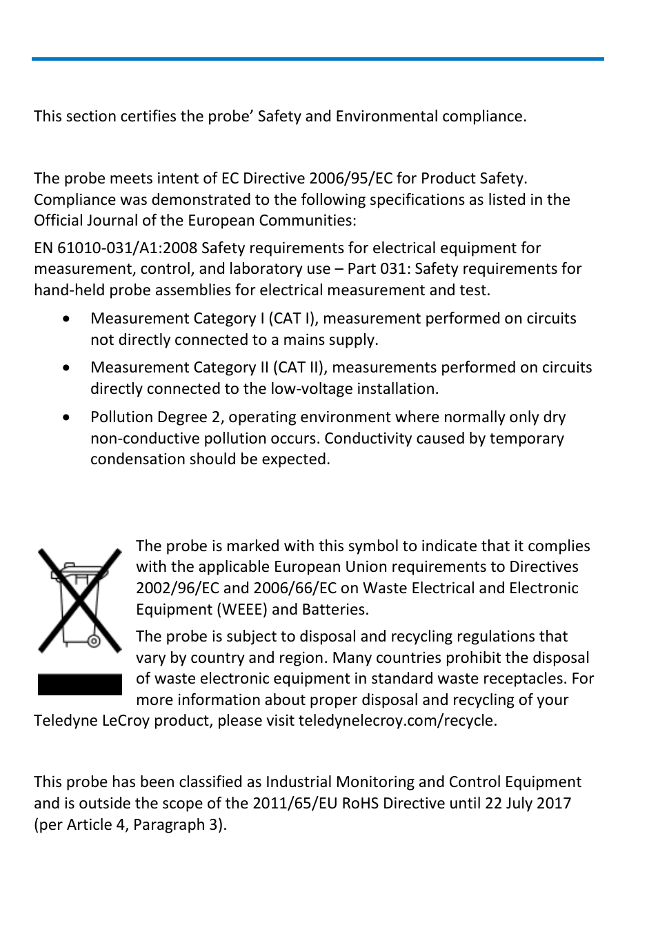 Certifications, Ec declaration of conformity - safety, Environmental compliance | Teledyne LeCroy PP008 User Manual | Page 16 / 20